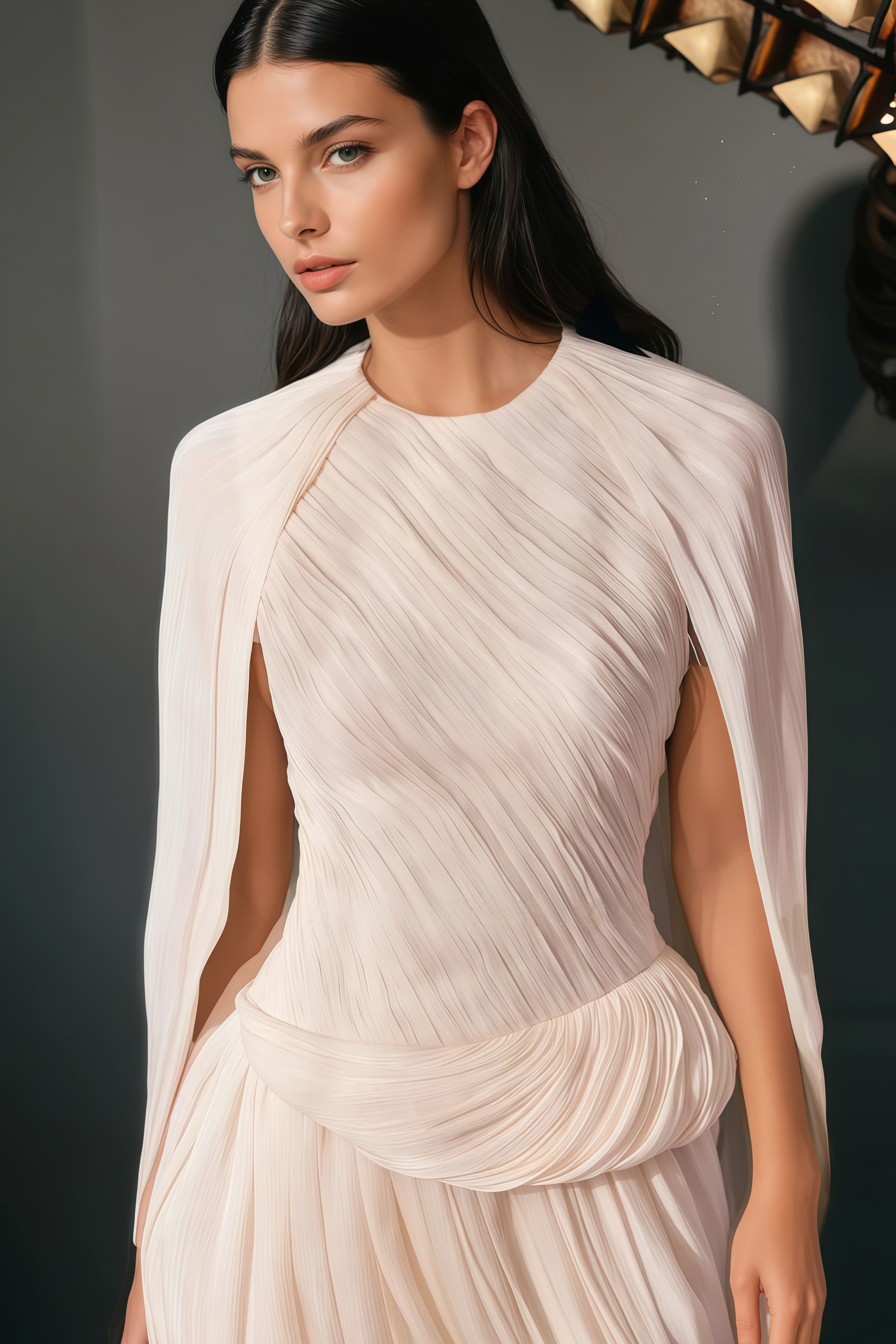 Othilie Neutral Cape Design Knitter-Minikleid