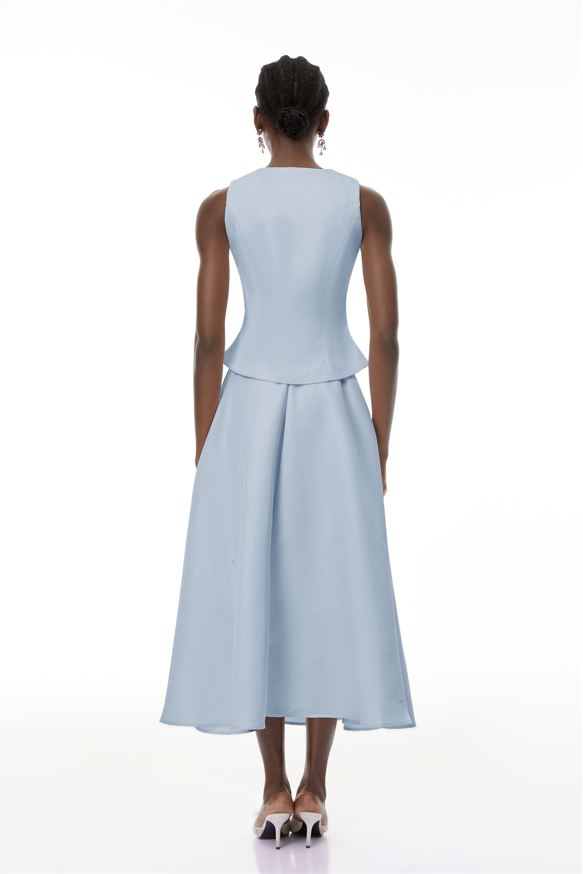 Wilhelmine Blue Embellished Top & Skirt Set