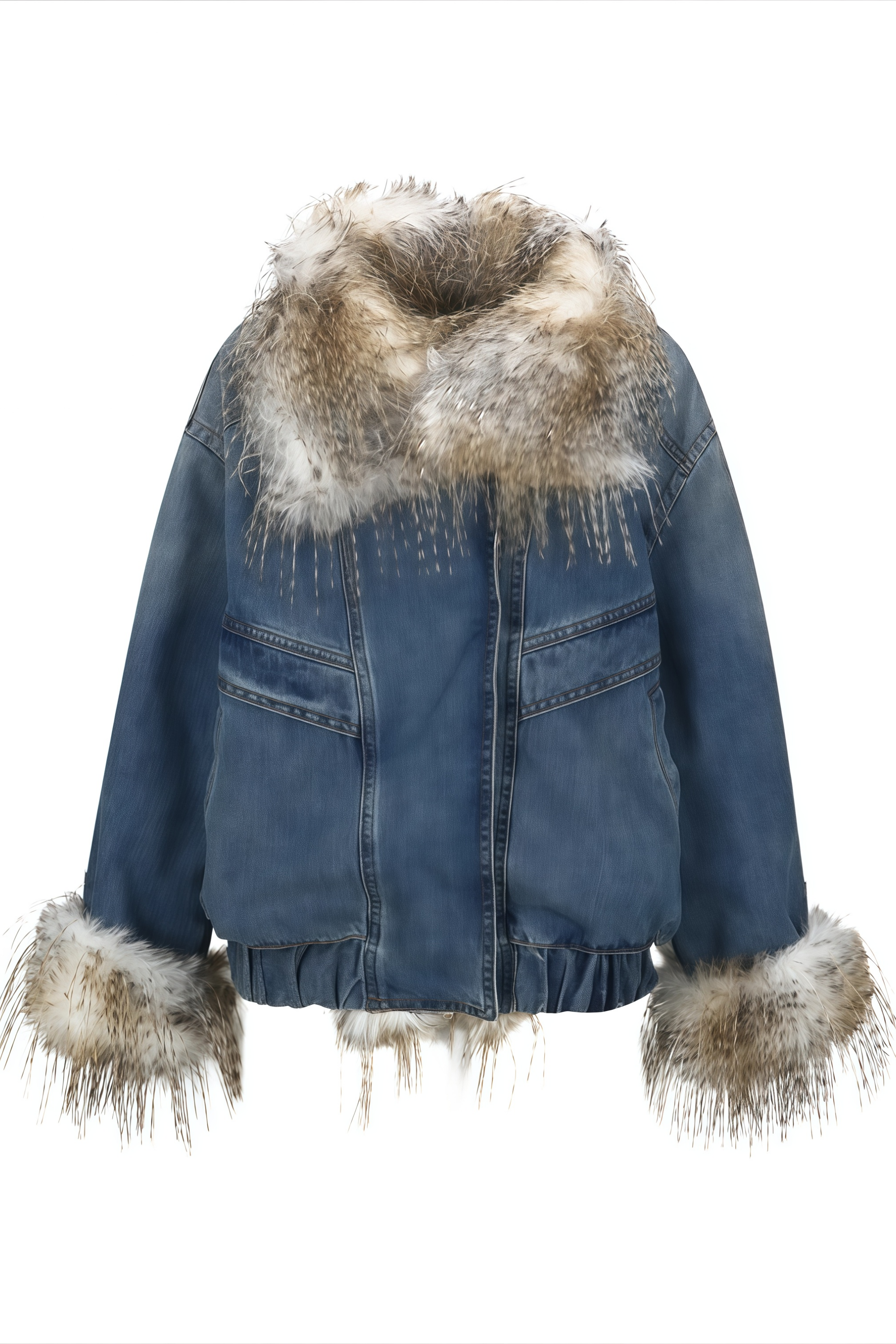 Gemma Blue Ombré Feather Panel Denim Jacket