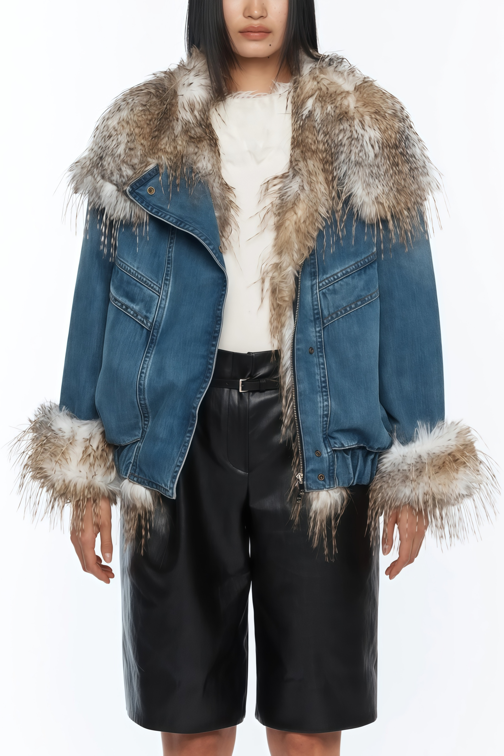 Gemma Blue Ombré Feather Panel Denim Jacket