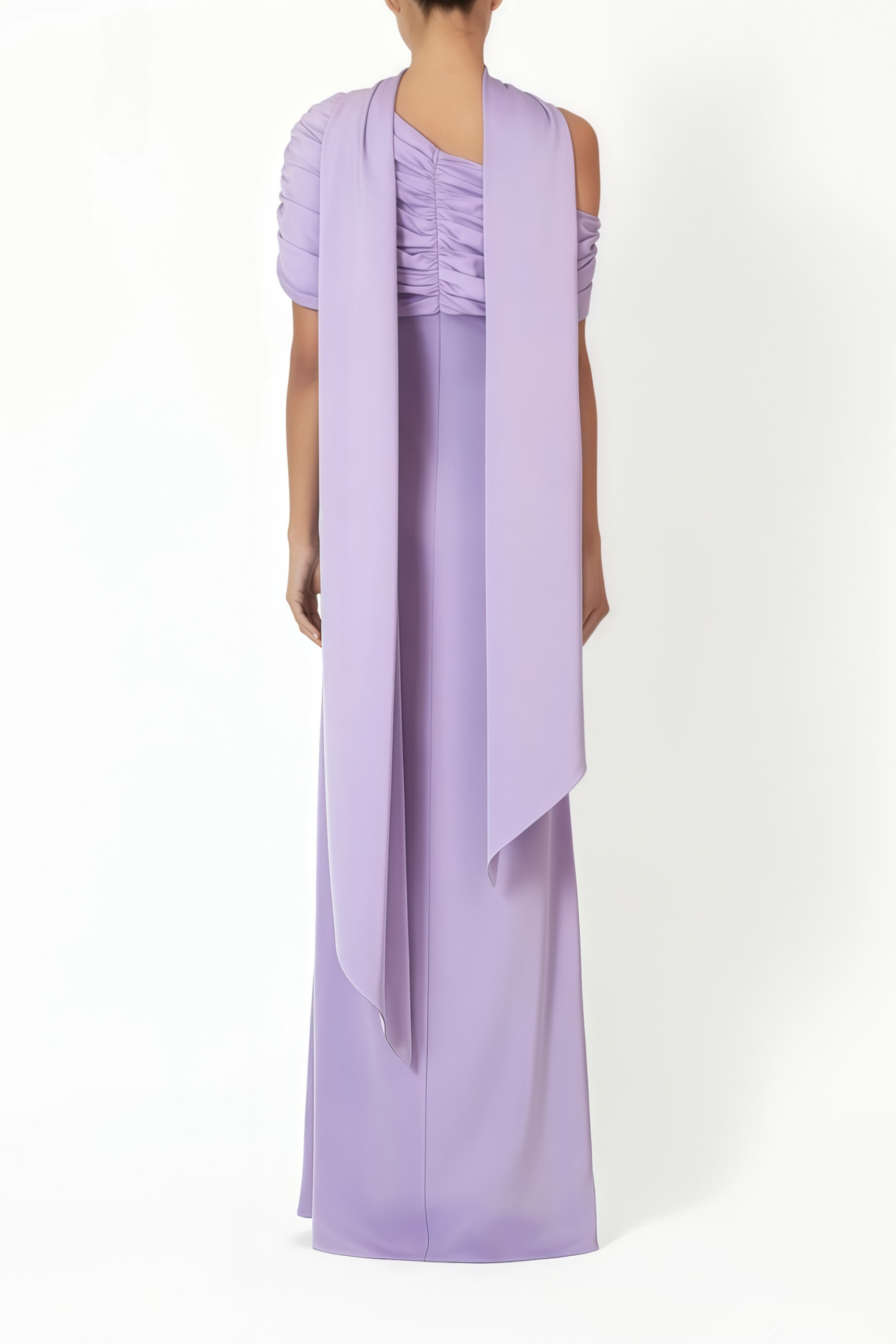 Benedetta Lilac One Shoulder Satin Maxikleid