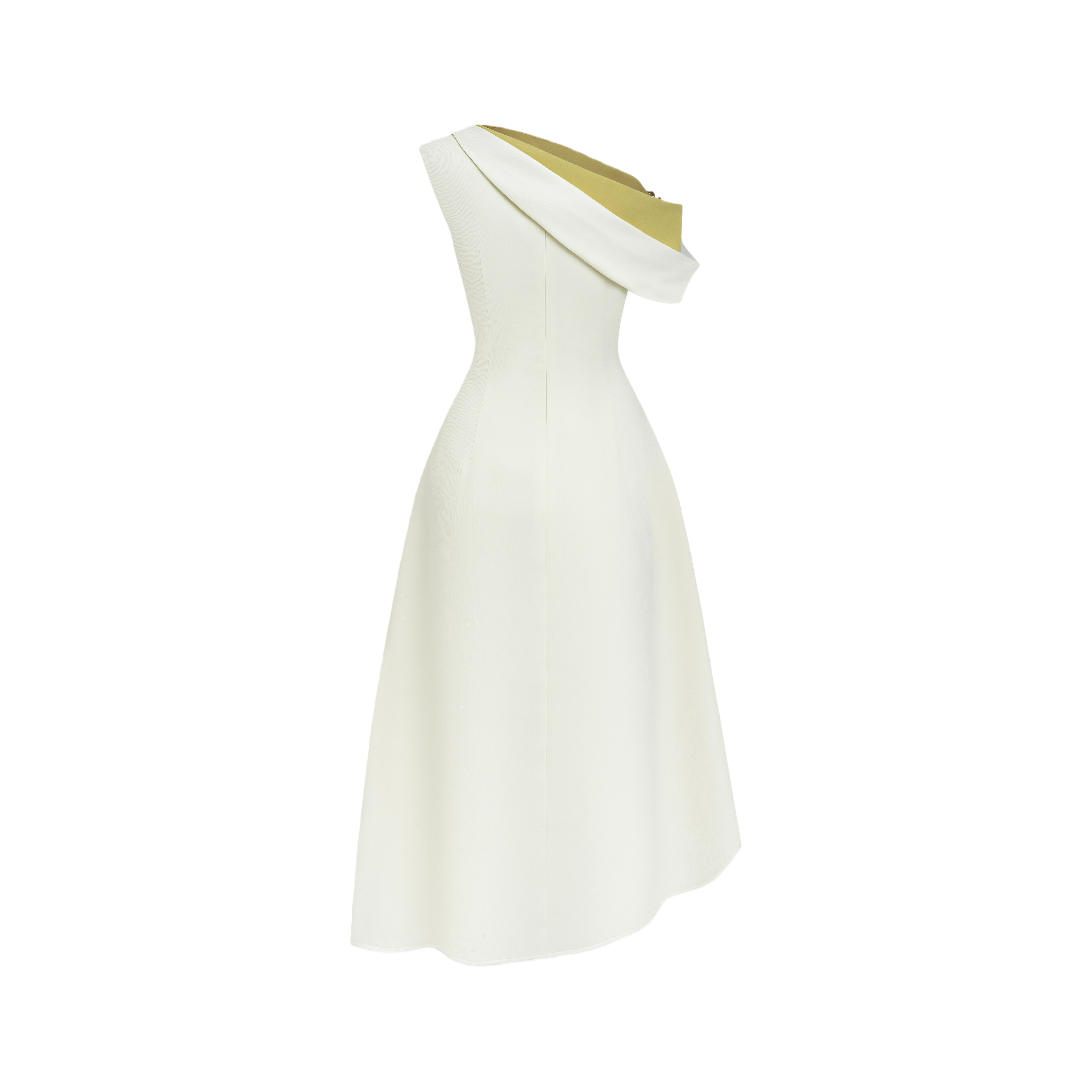 Blossom White One Shoulder Ruched Midi Dress