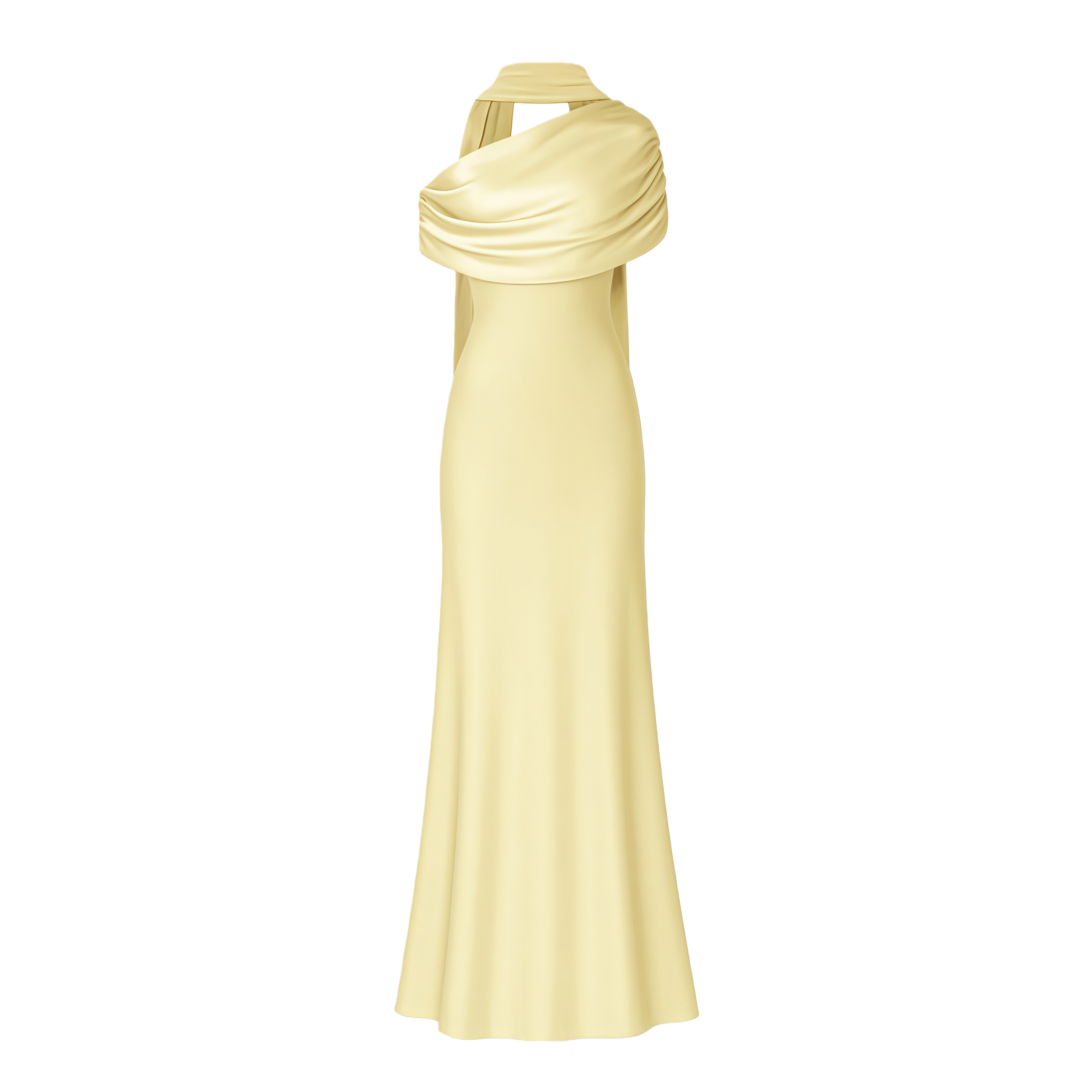 Benedetta Gelbes One-Shoulder-Maxikleid aus Satin