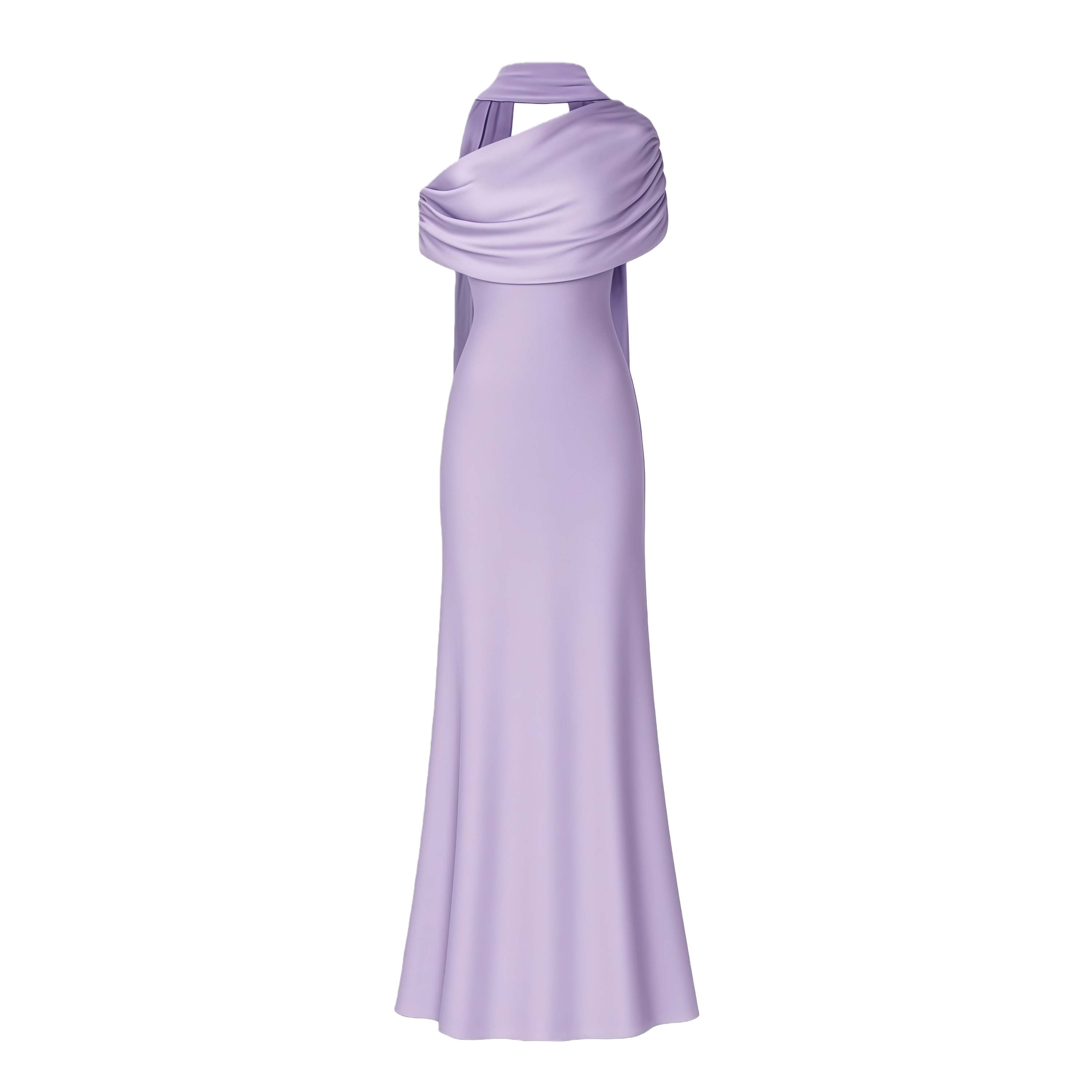 Benedetta Lilac One Shoulder Satin Maxikleid