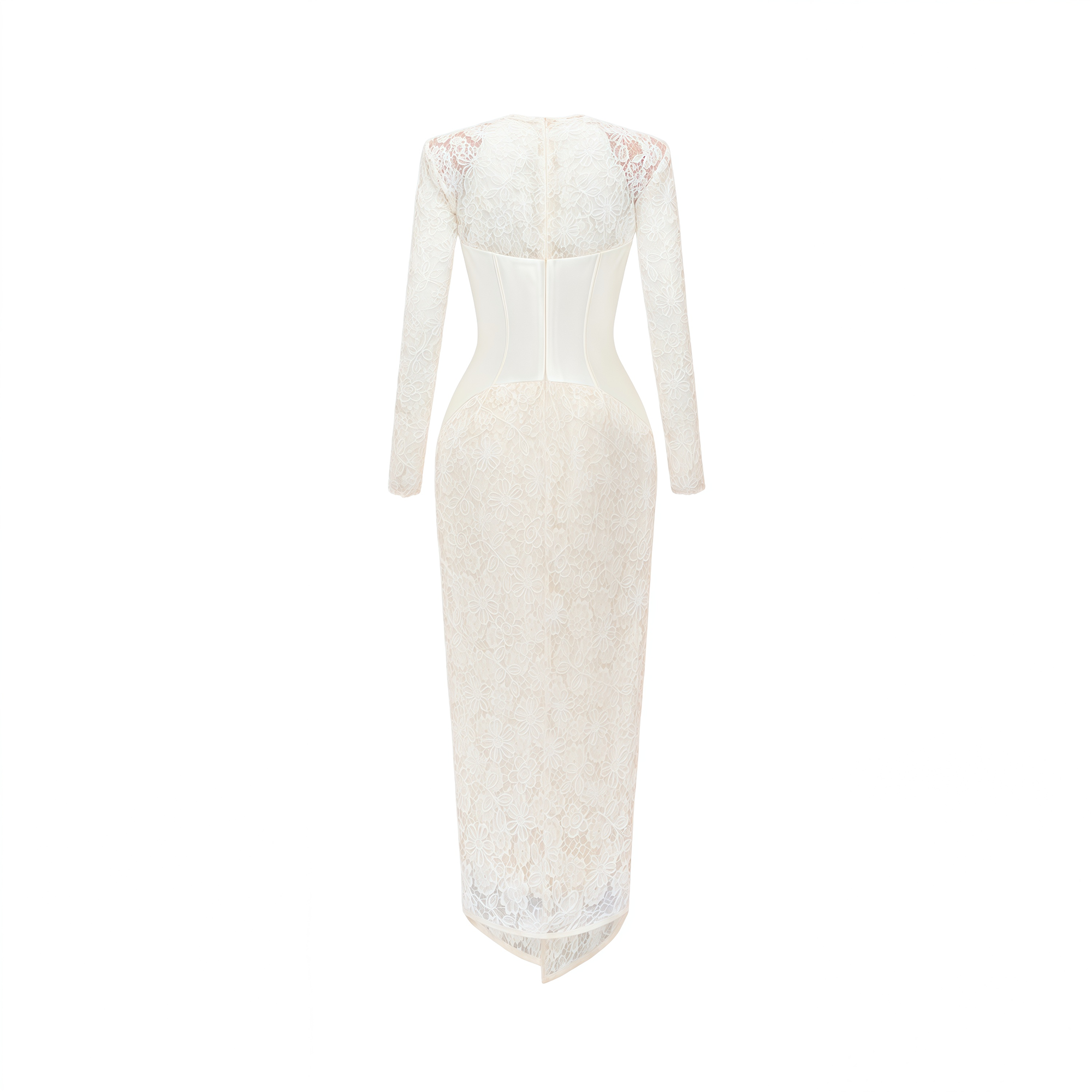 فستان ميدي بقصة قلم رصاص من الدانتيل الأبيض المزهر من أونا