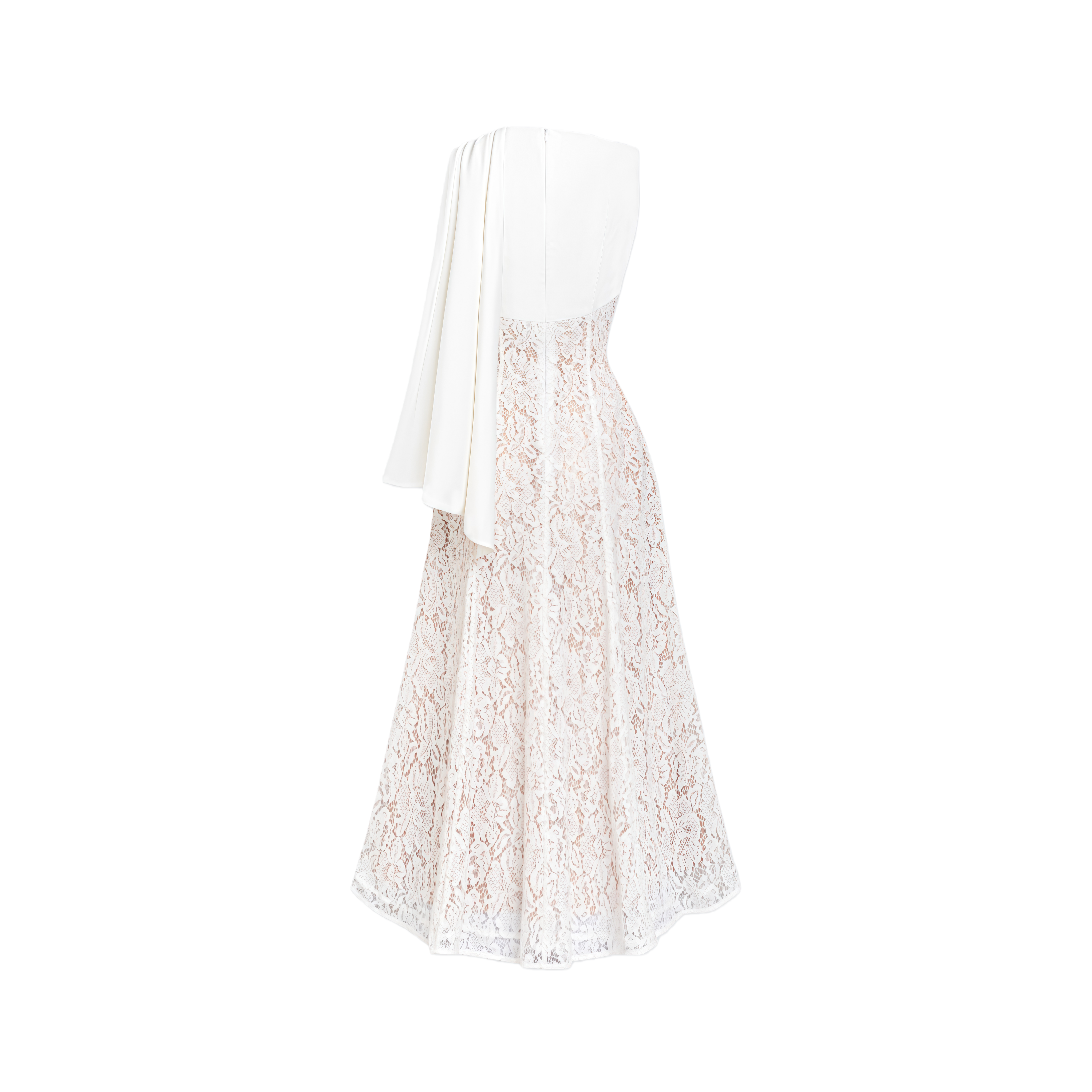 Marzia White Ribbon Detail Floral Lace Maxi Dress