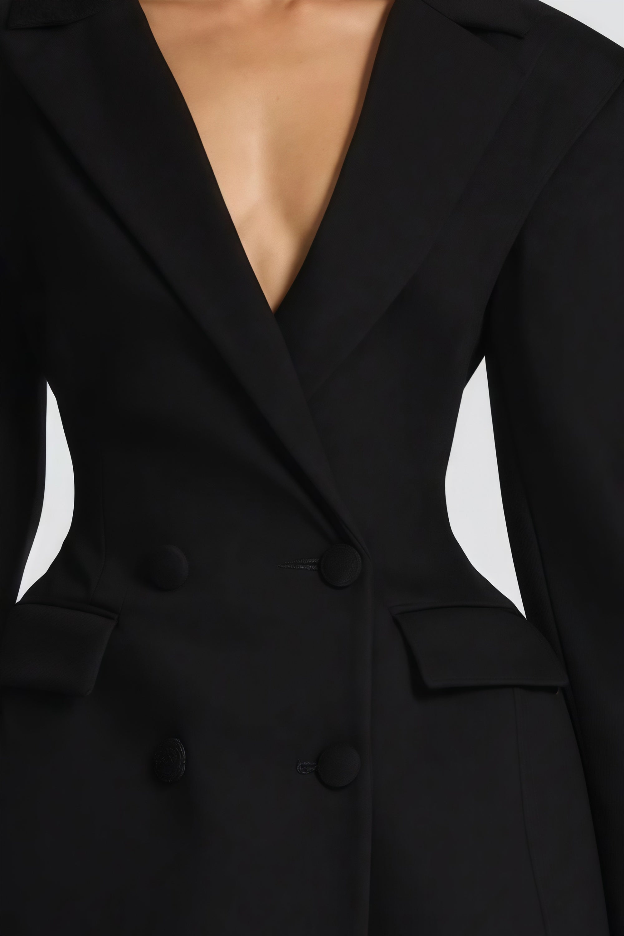 Osanne Schwarzes zweireihiges Blazer-Minikleid