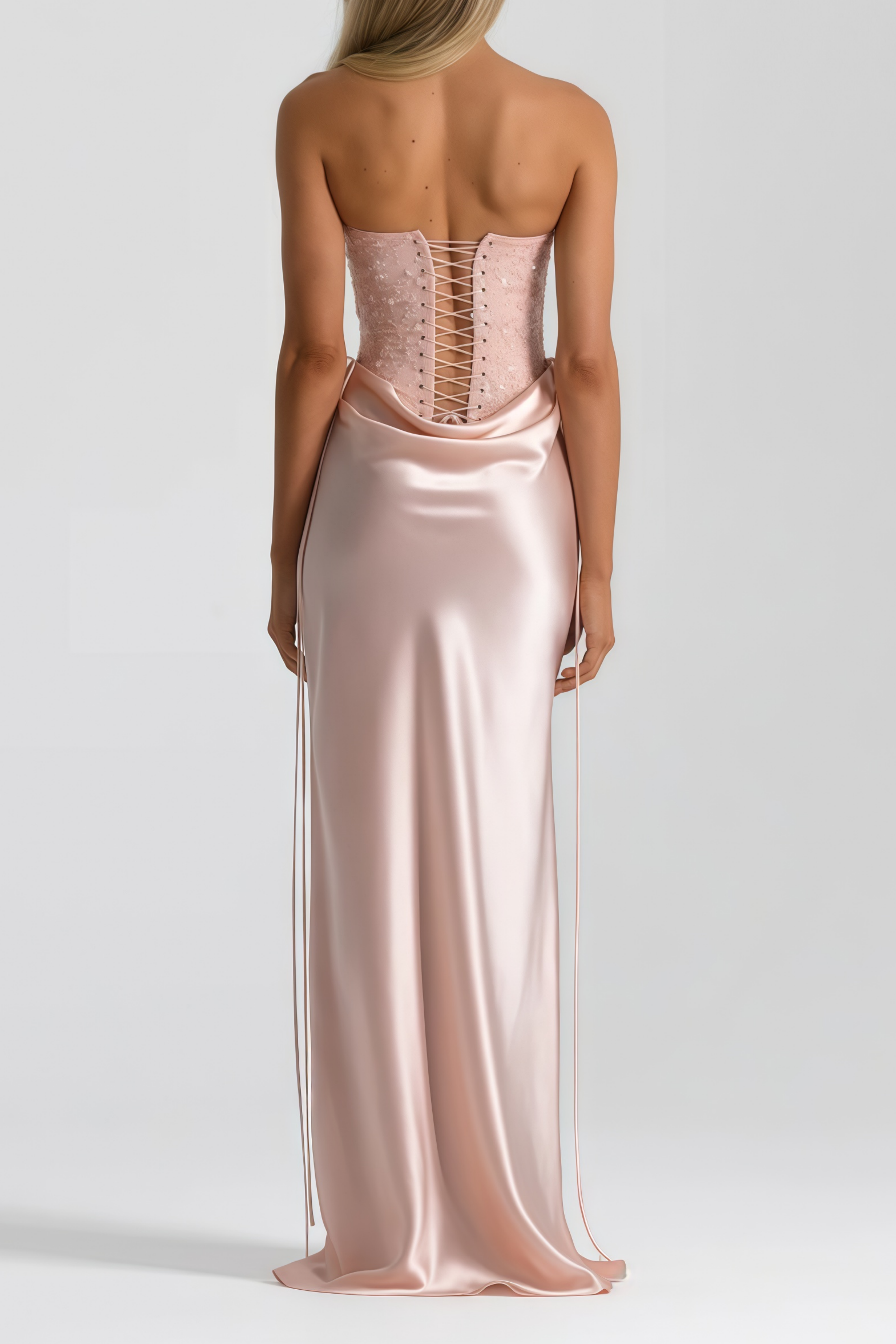 Teodora Pink Corseted Bodysuit & Satin Skirt Set