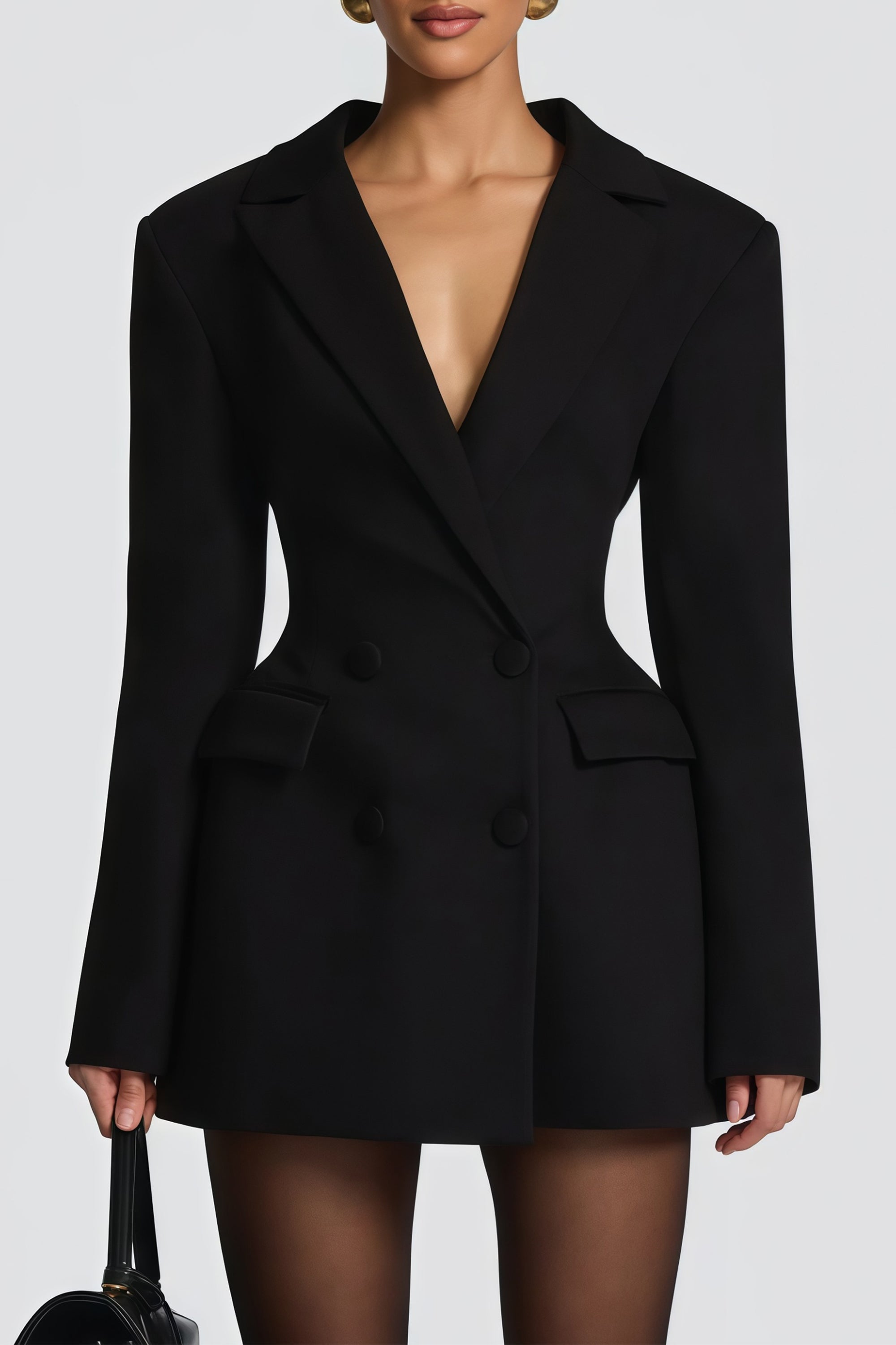 Osanne Black Double Breasted Blazer Mini Dress