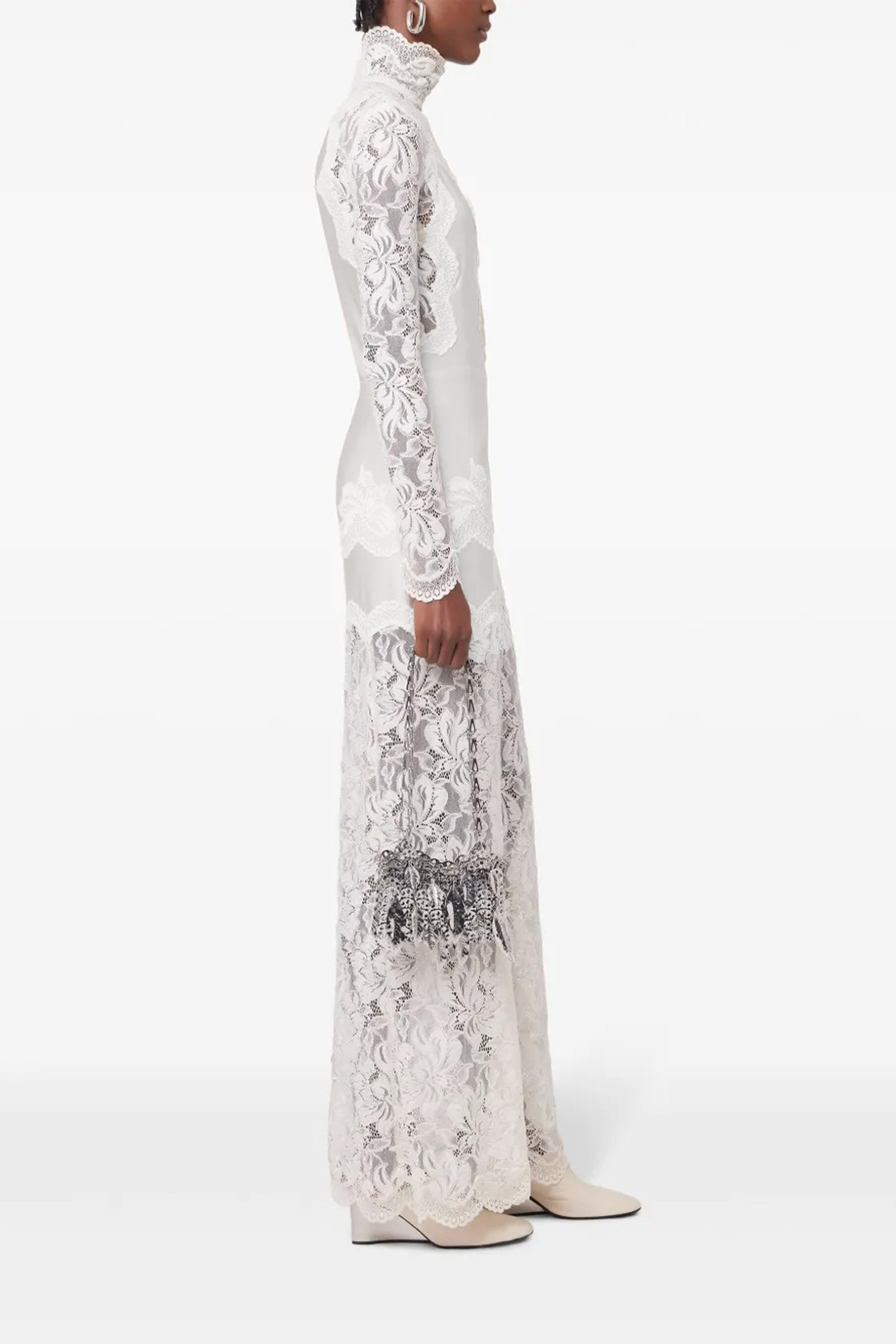 Airelle White Satin Panel Lace Maxi Dress