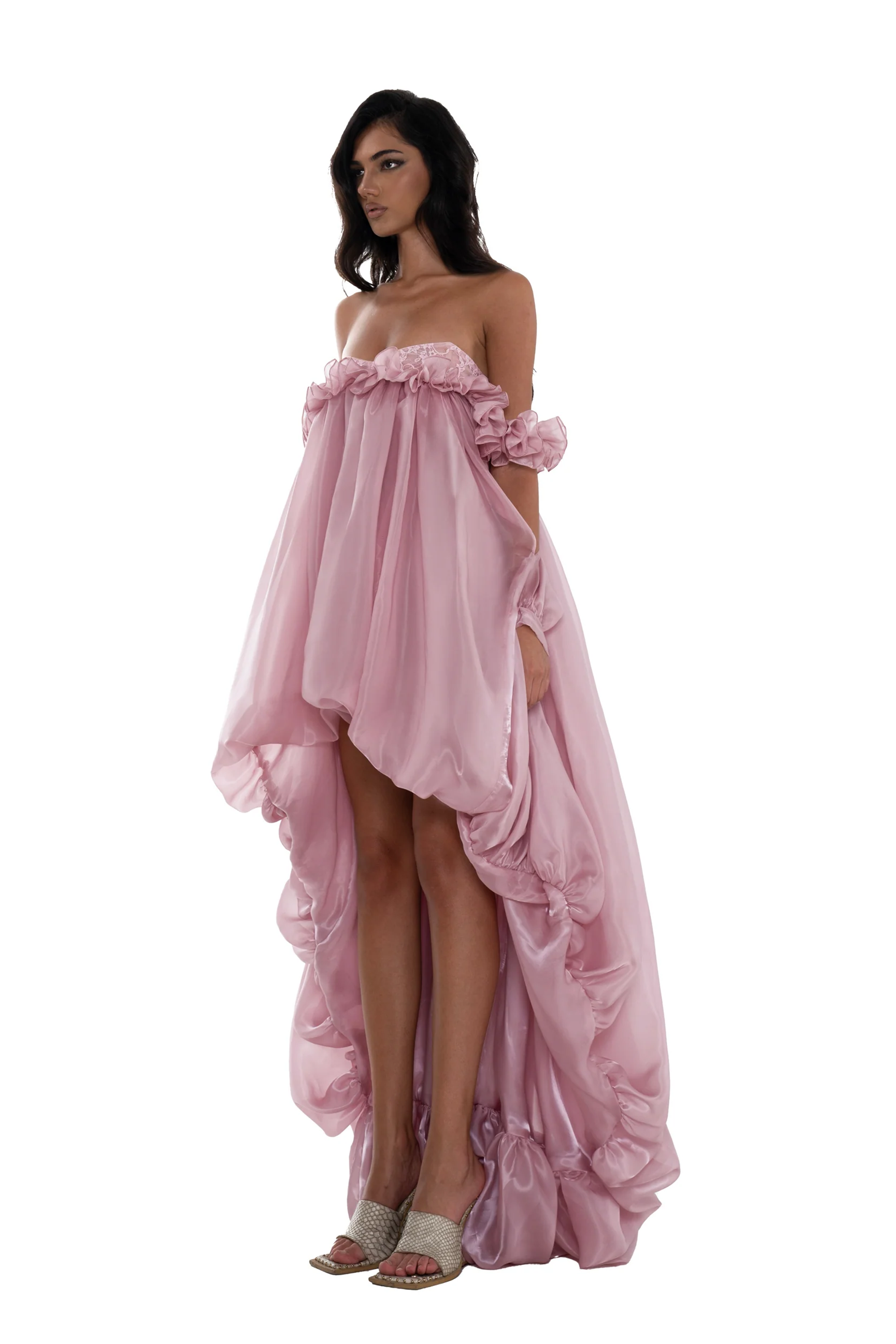 Brooklyn Pink Glossy Bubble Hem Mini Dress