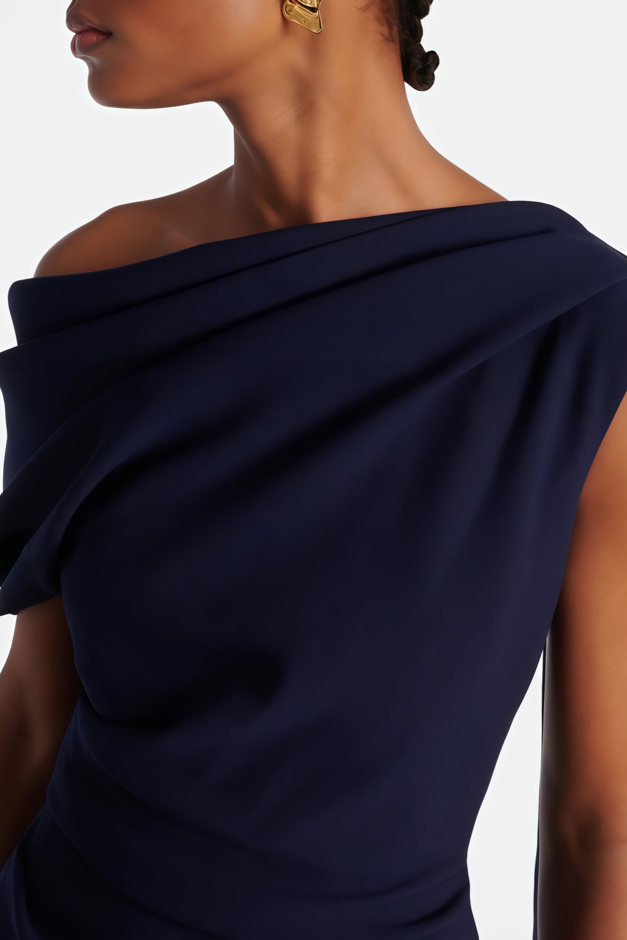 Drapiertes One-Shoulder-Midikleid