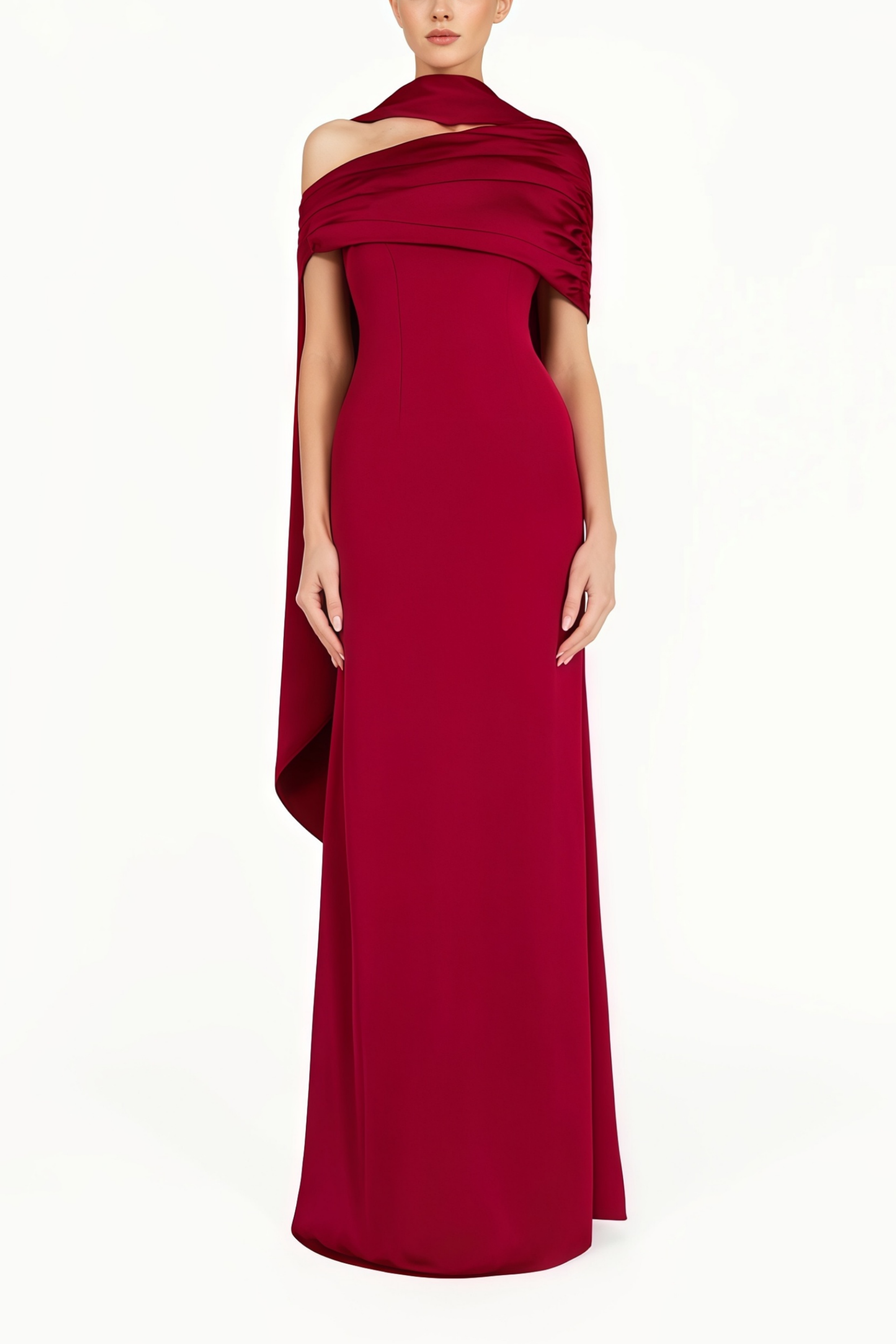 Benedetta Rotes One-Shoulder-Maxikleid aus Satin
