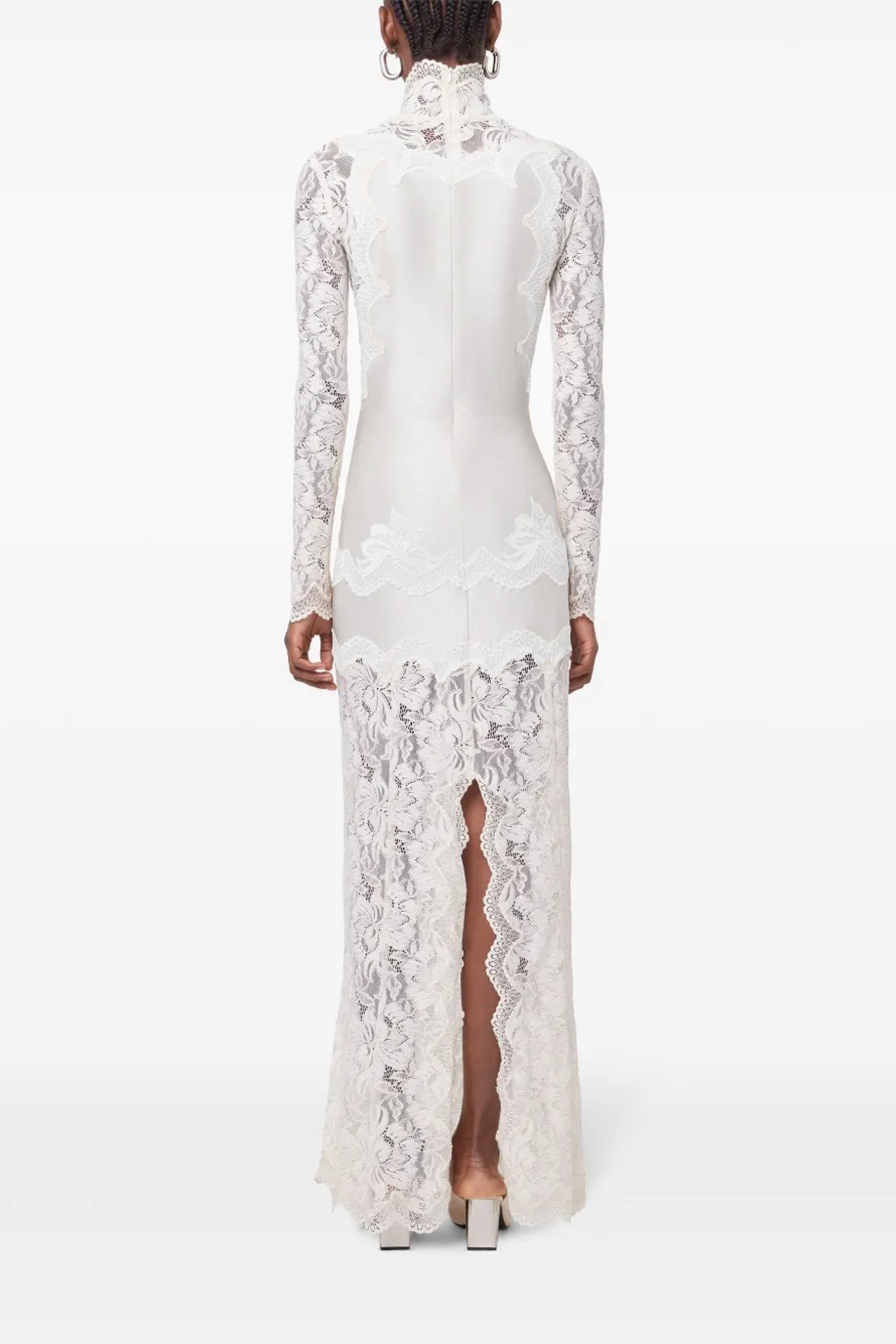 Airelle White Satin Panel Lace Maxi Dress