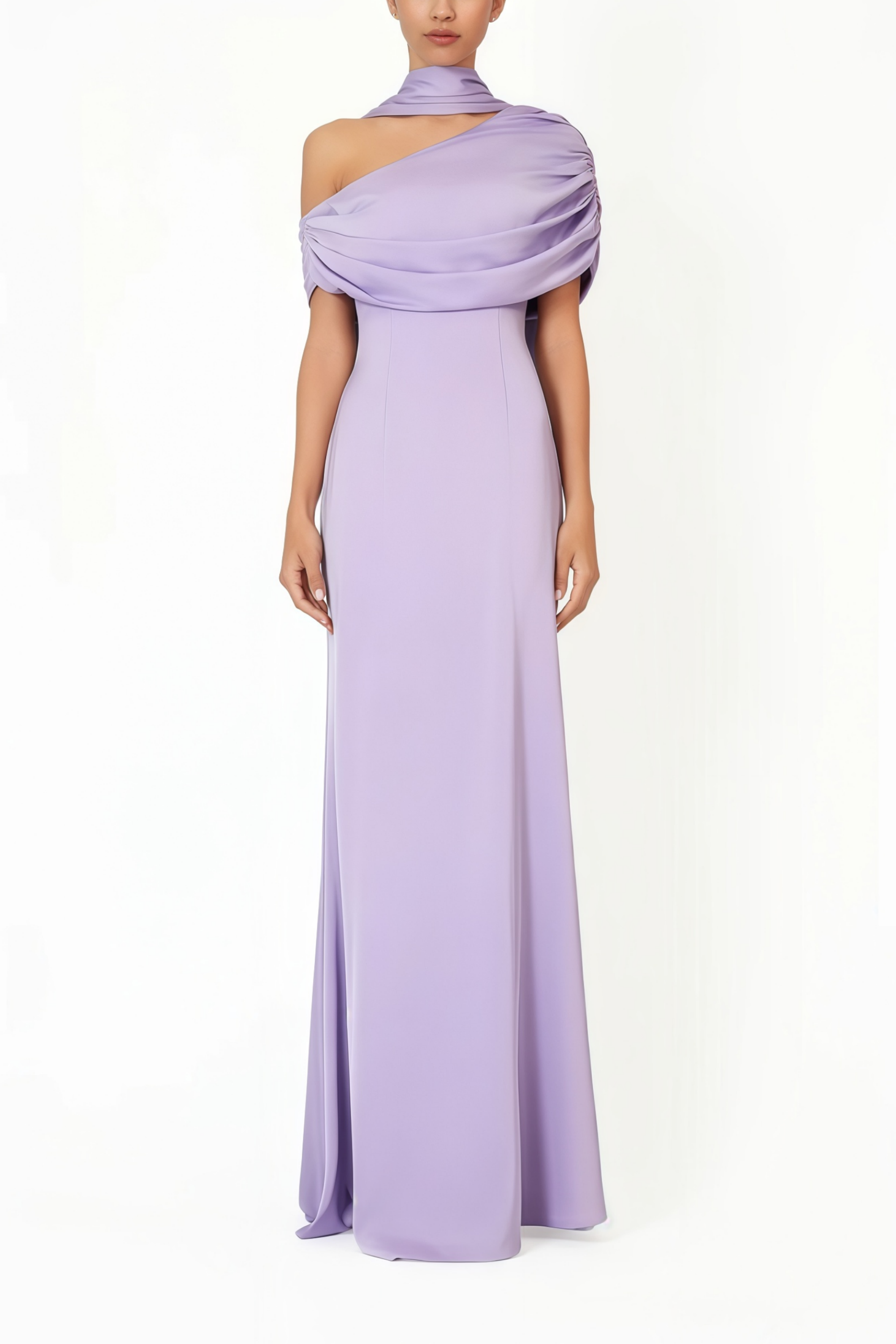 Benedetta Lilac One Shoulder Satin Maxikleid