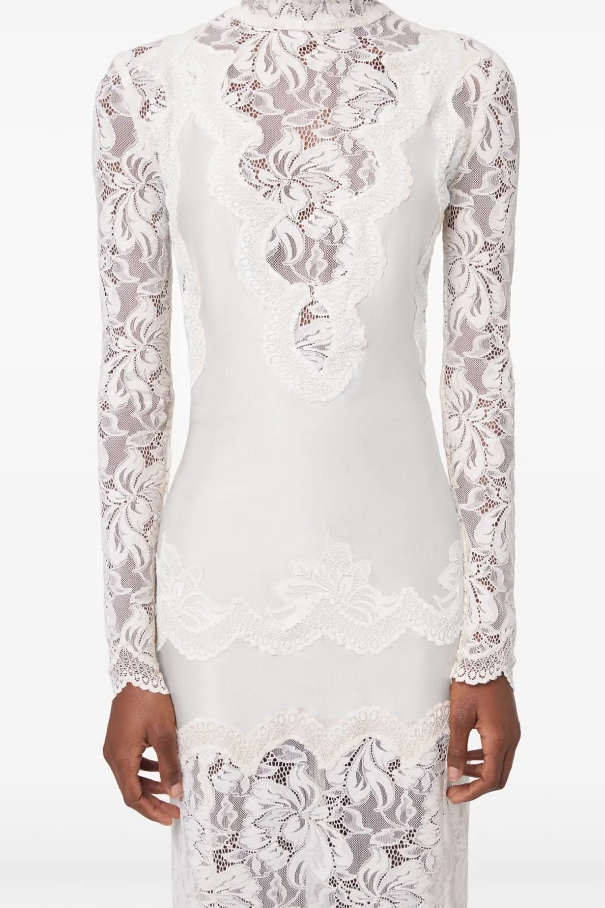 Airelle White Satin Panel Lace Maxi Dress