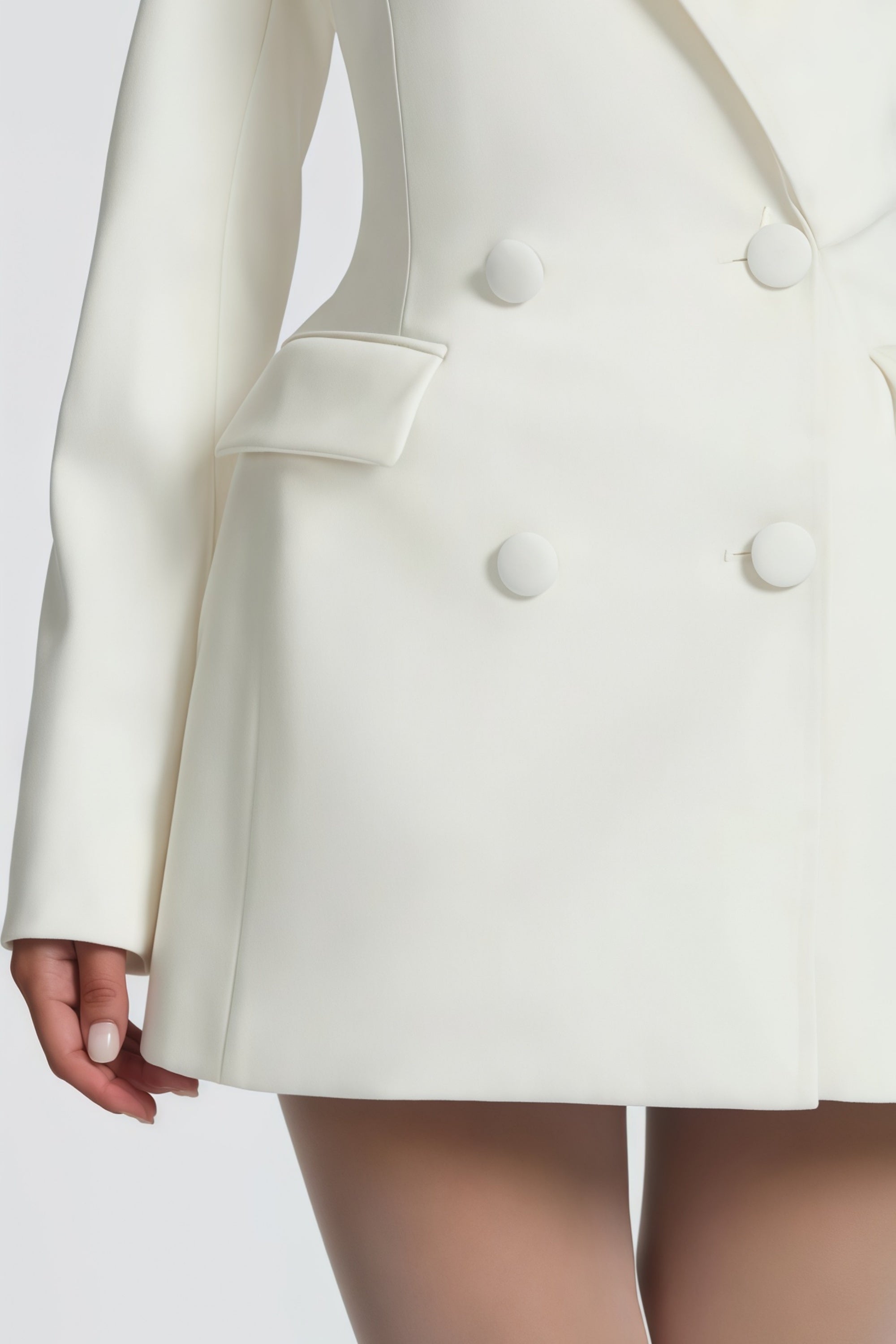 Osanne White Double Breasted Blazer Mini Dress