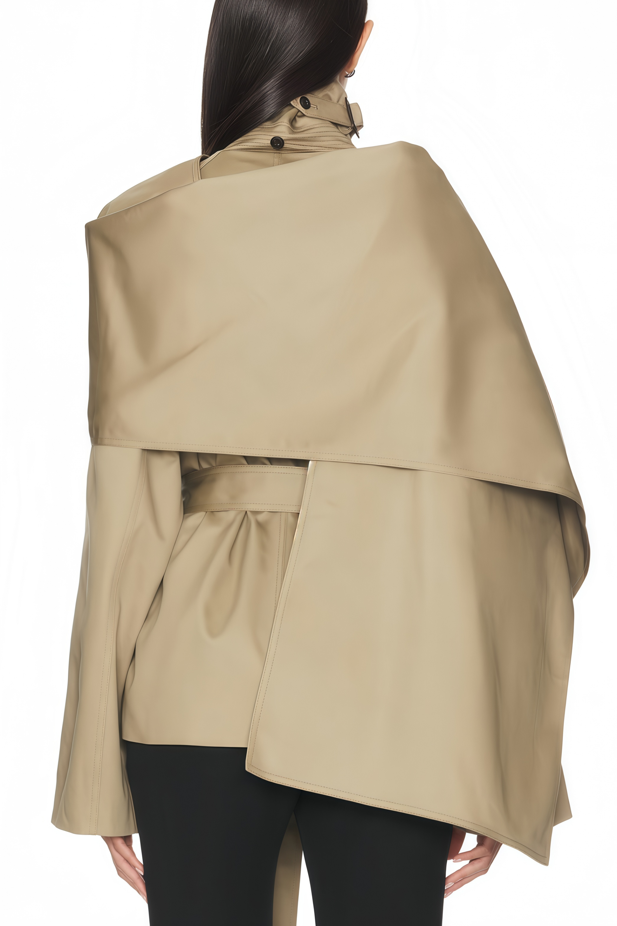 معطف ساندرا قصير محايد مزدوج الصدر بأزرار