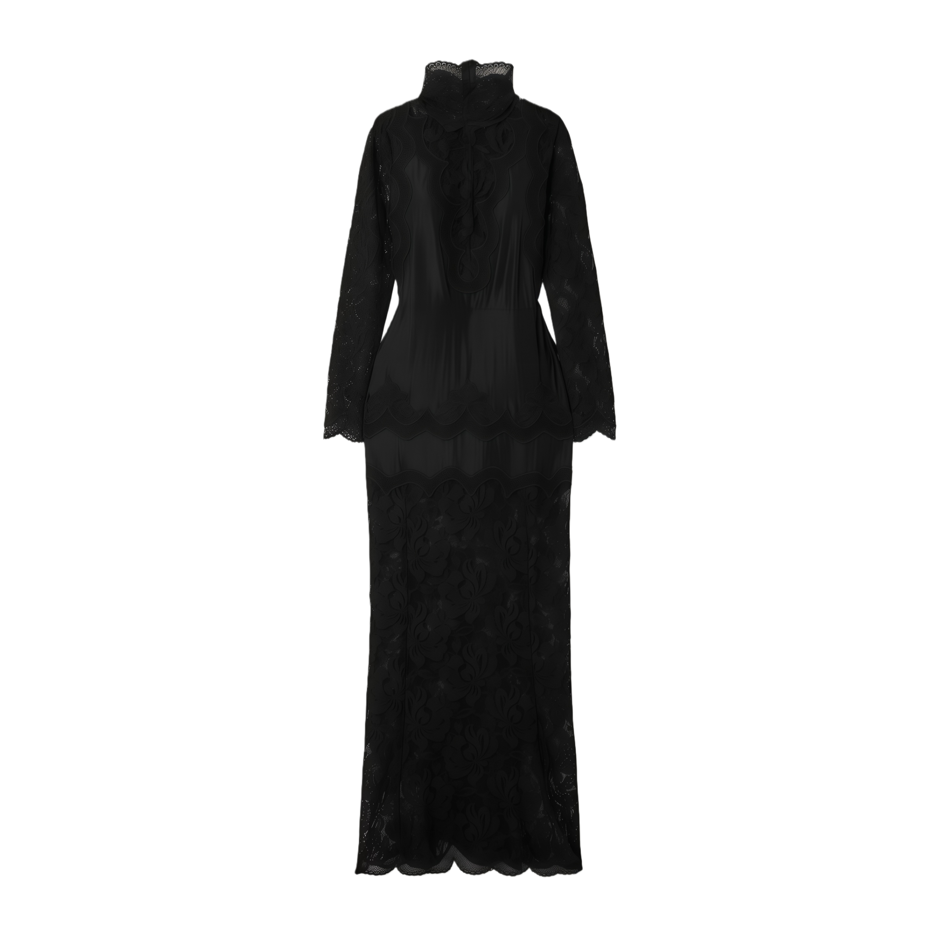 Airelle Black Satin Panel Lace Maxi Dress