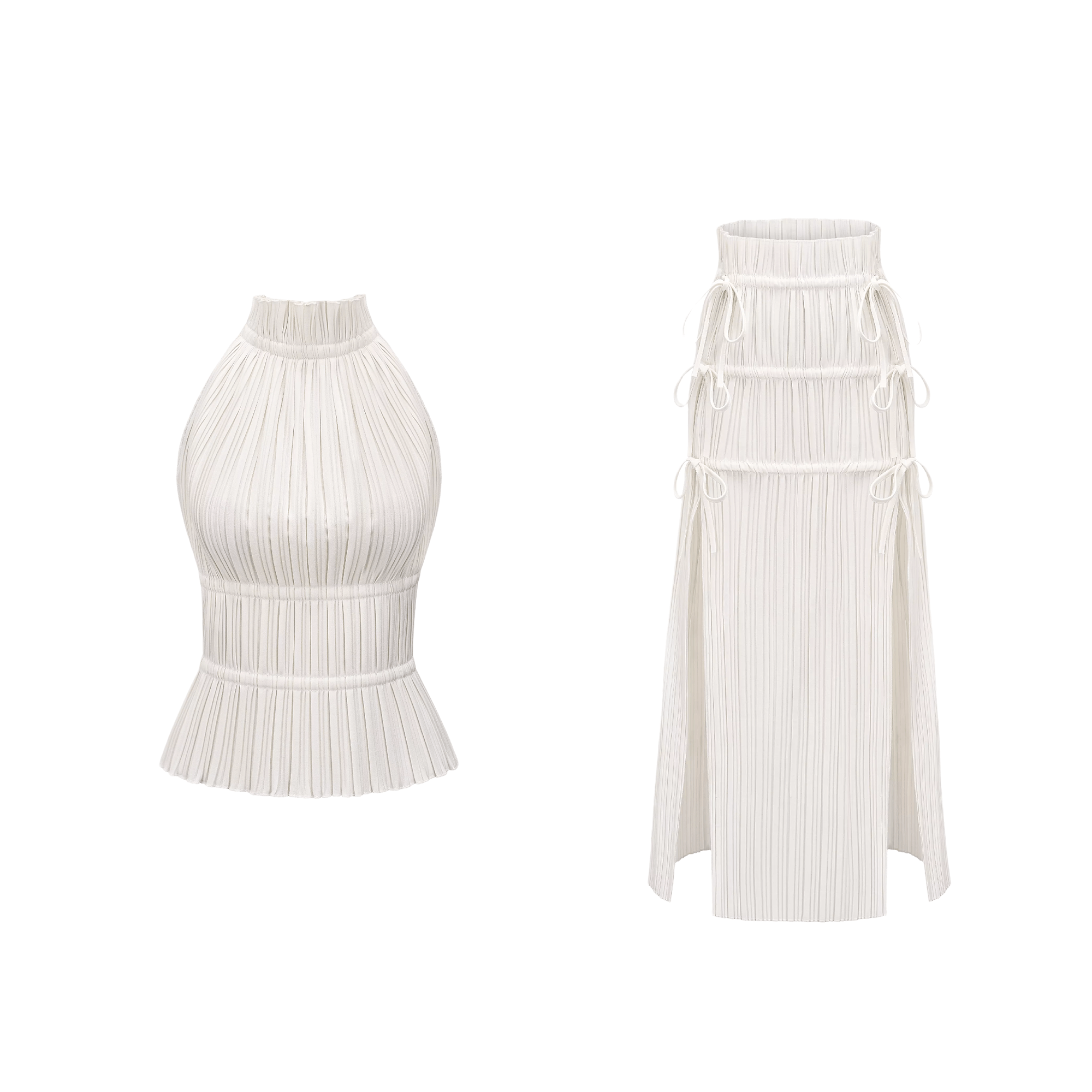 itsy Set aus Plissee-Oberteil mit offenem Rücken und Rock – itsy, es ist anders
