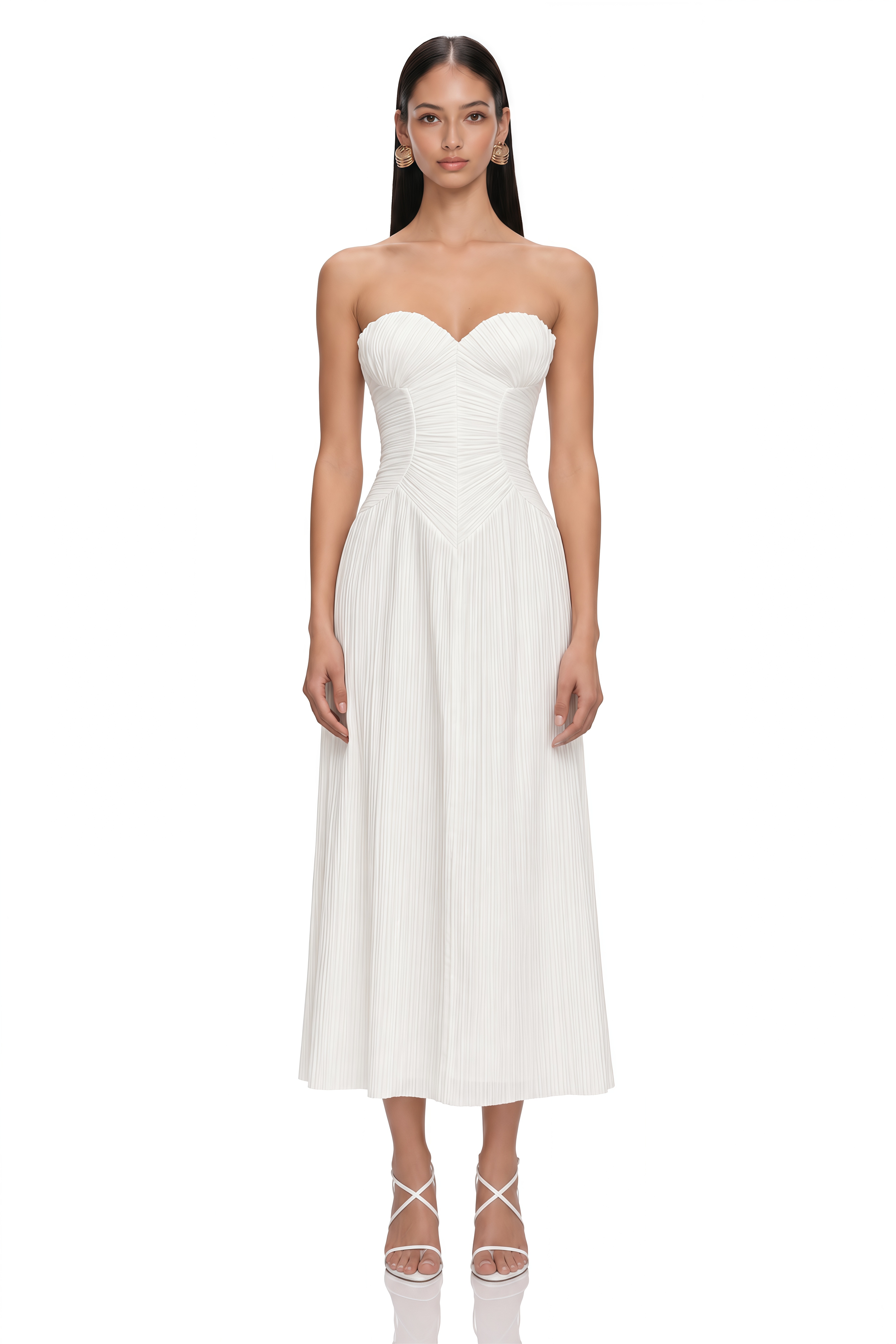 Ilinca White Off-Shoulder Ruched Maxi Dress