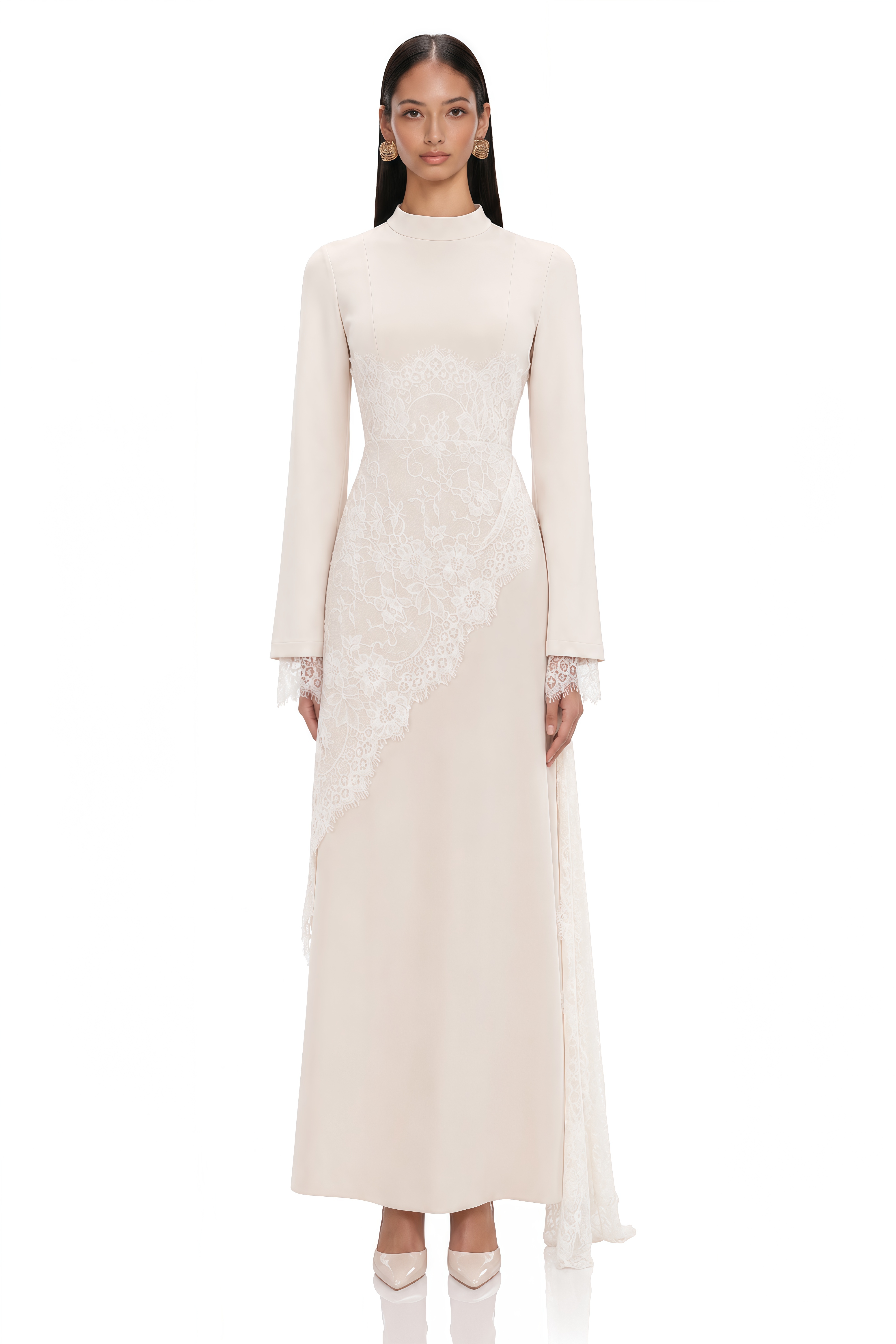 Aurora White Floral Lace Maxi Dress