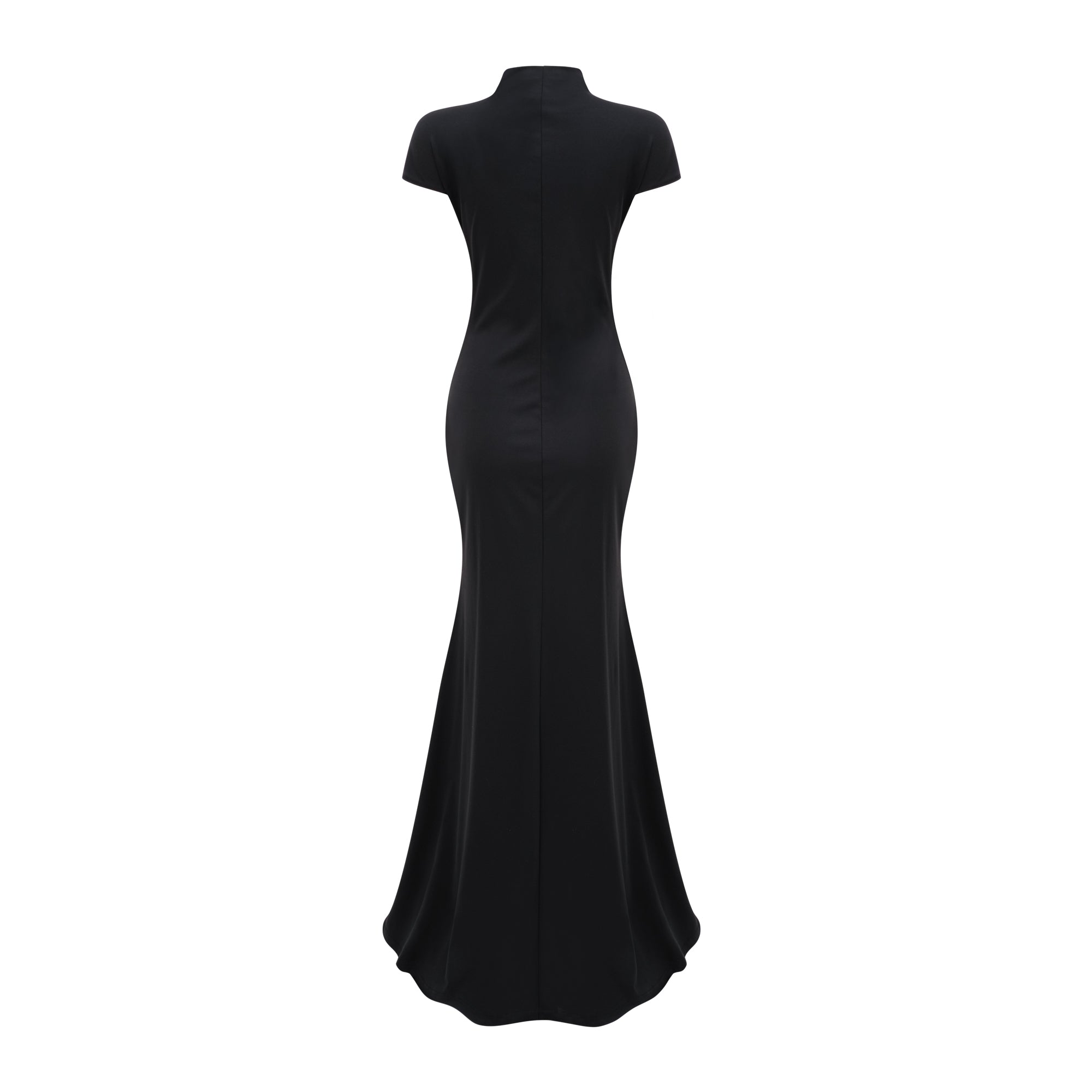 Black High-Split Mock Neck Long Dress