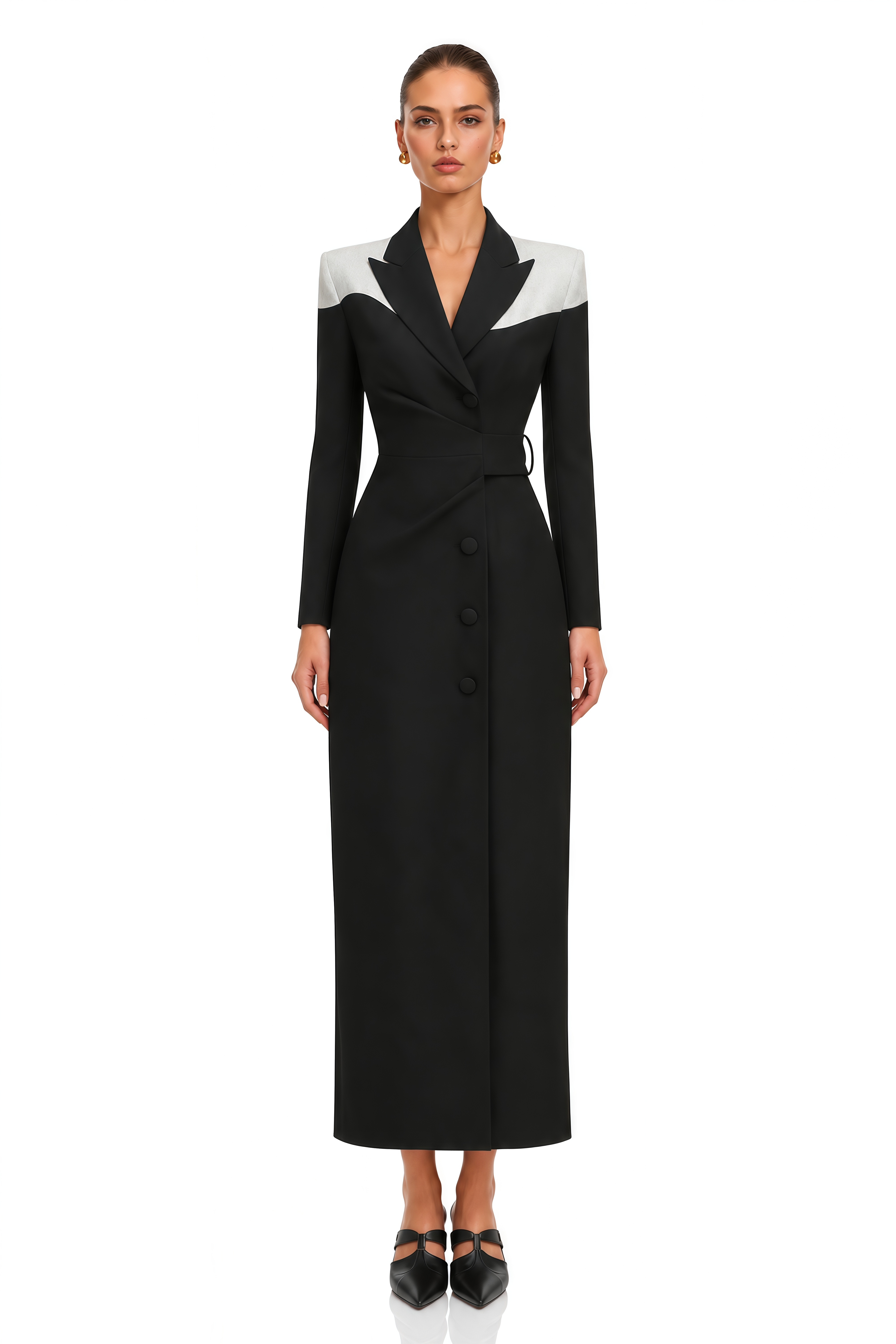 Estrella Black Contrast Blazer Maxi Dress