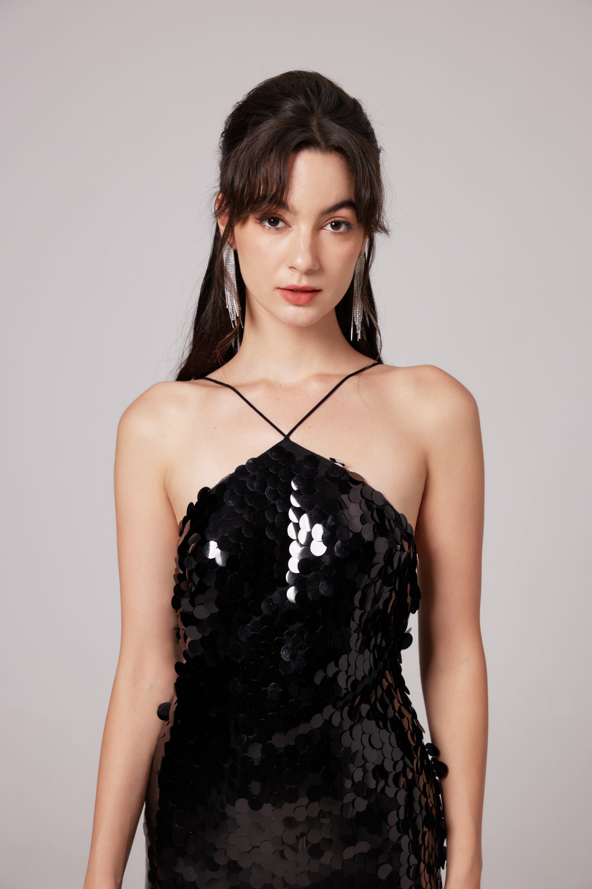 Lysandra black embellished midi dress