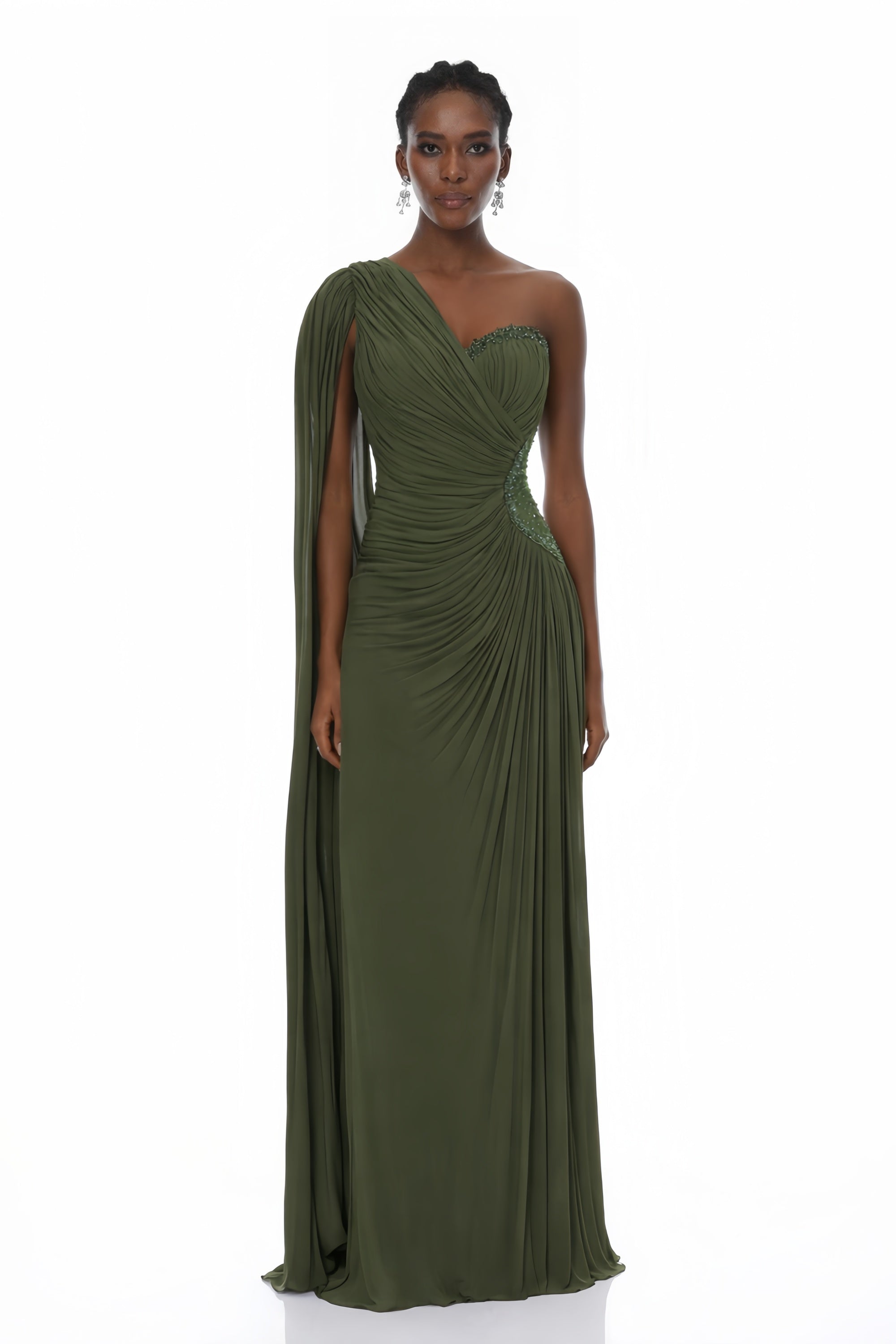 One Shoulder Ruched Maxi Dress