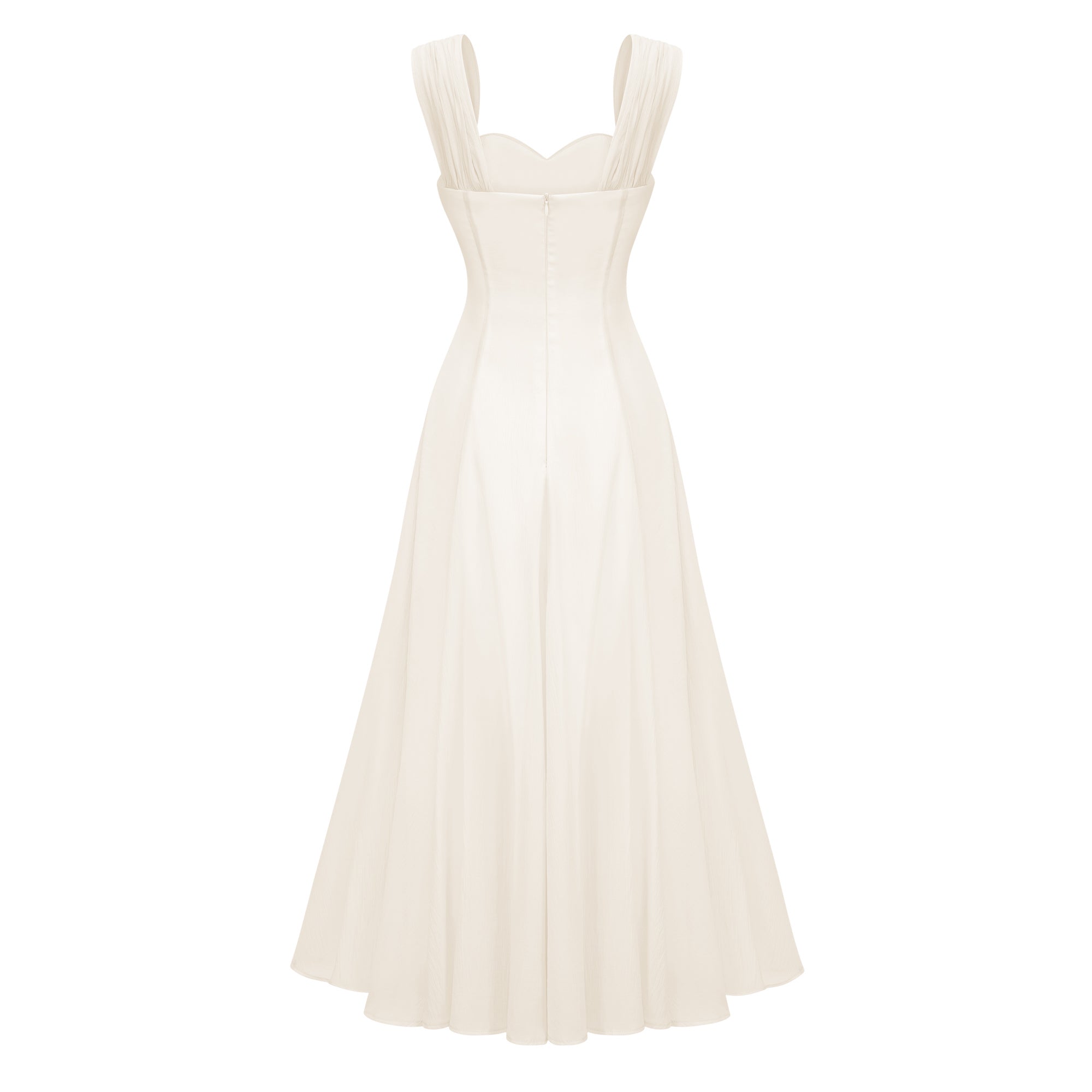 فستان إيراسم متوسط الطول أبيض كريمي منفوش