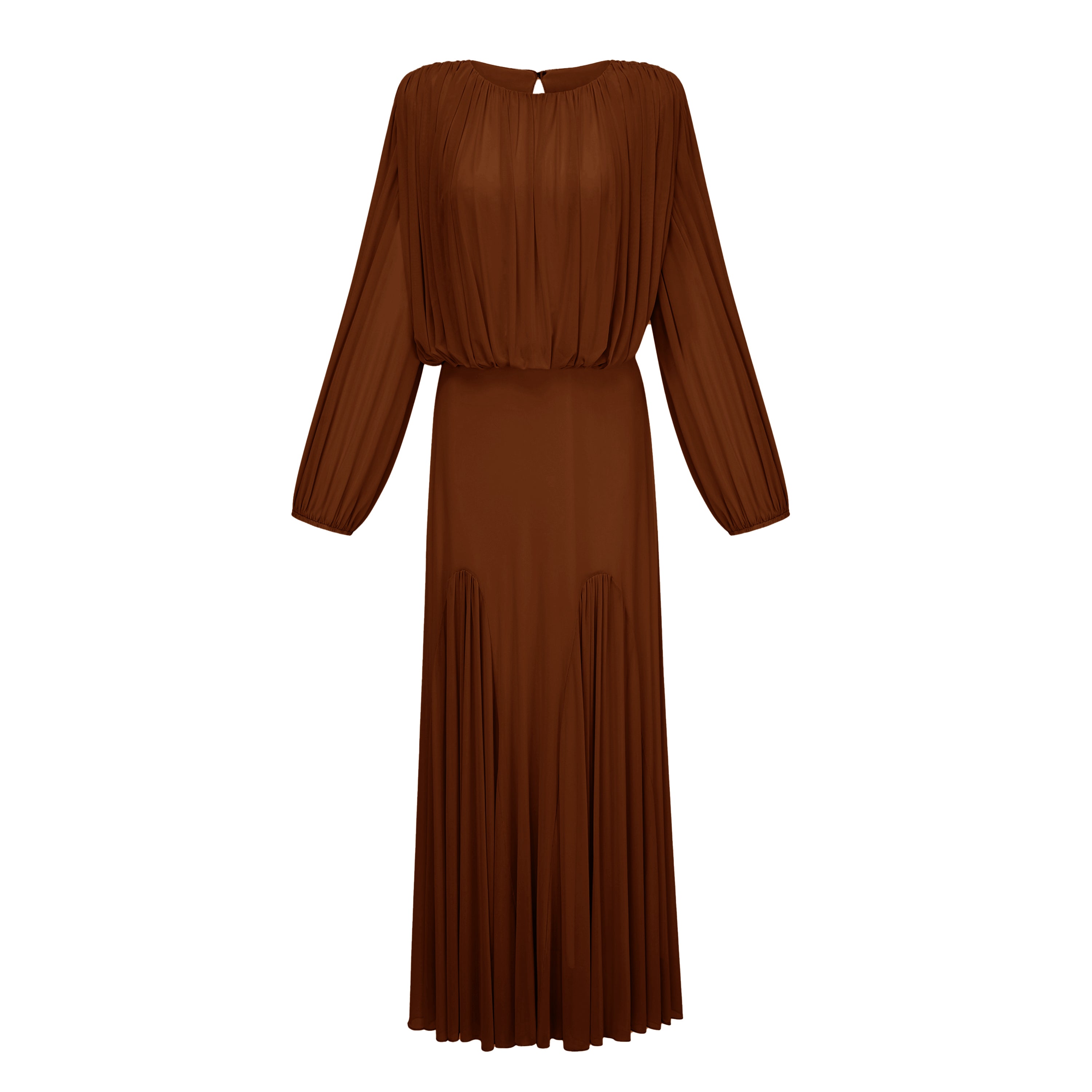 فستان طويل بكمات واسعة ومطوي من أنابيل براون