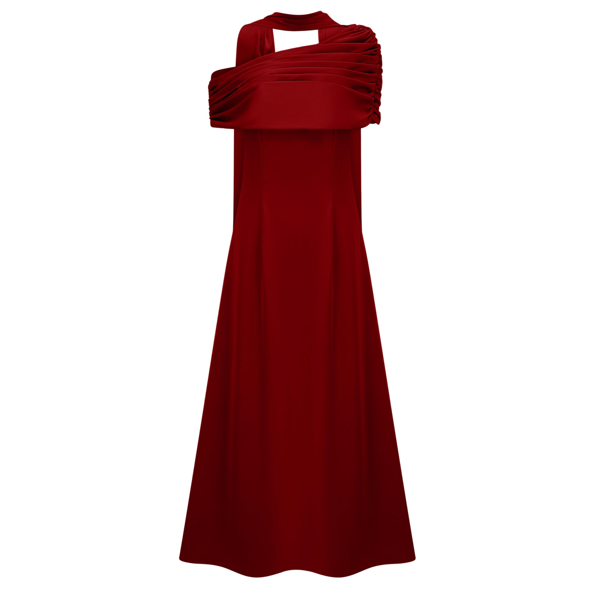 Benedetta Red One Shoulder Satin Maxi Dress