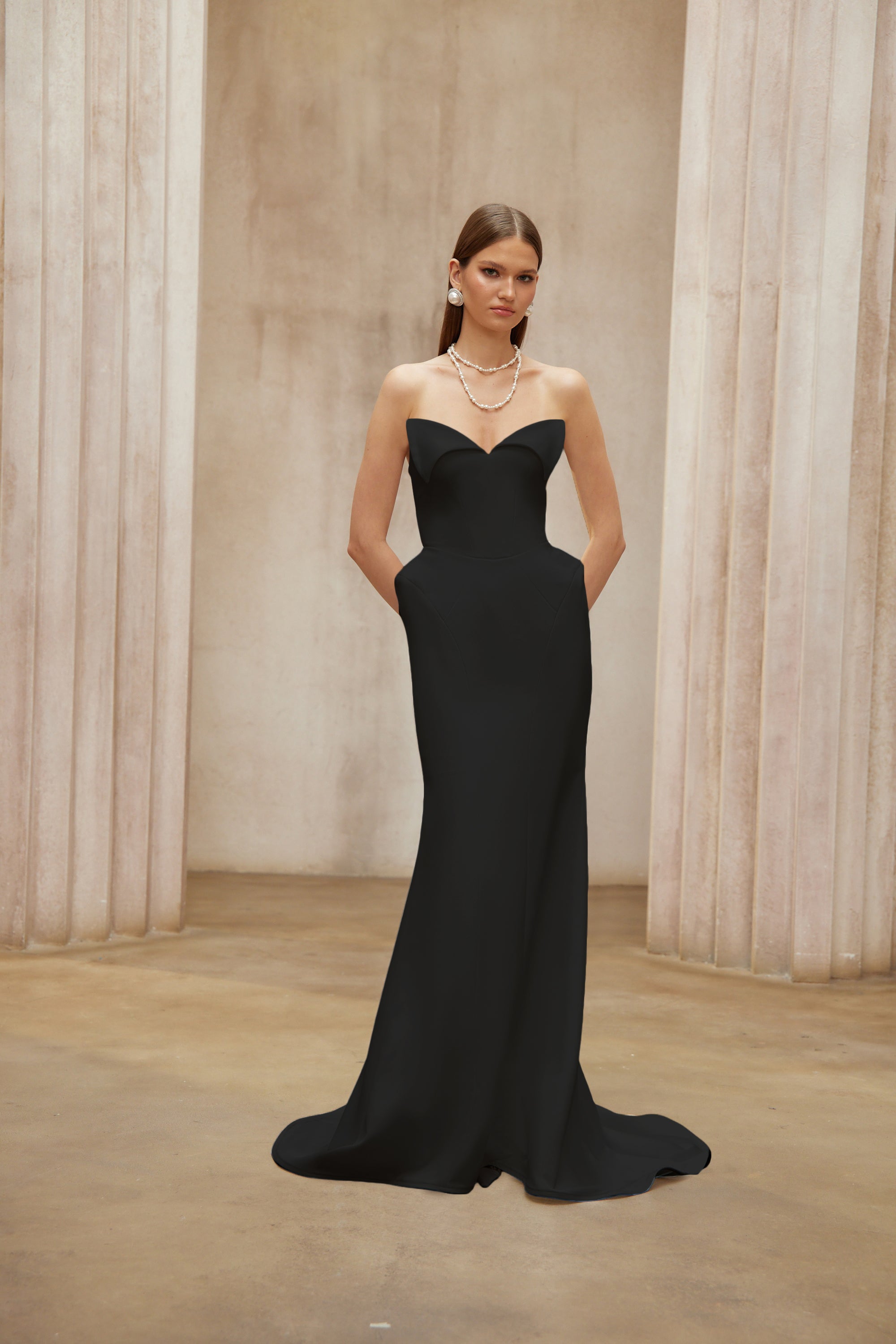 Alba Black Barrel Waist Corset Maxi Dress