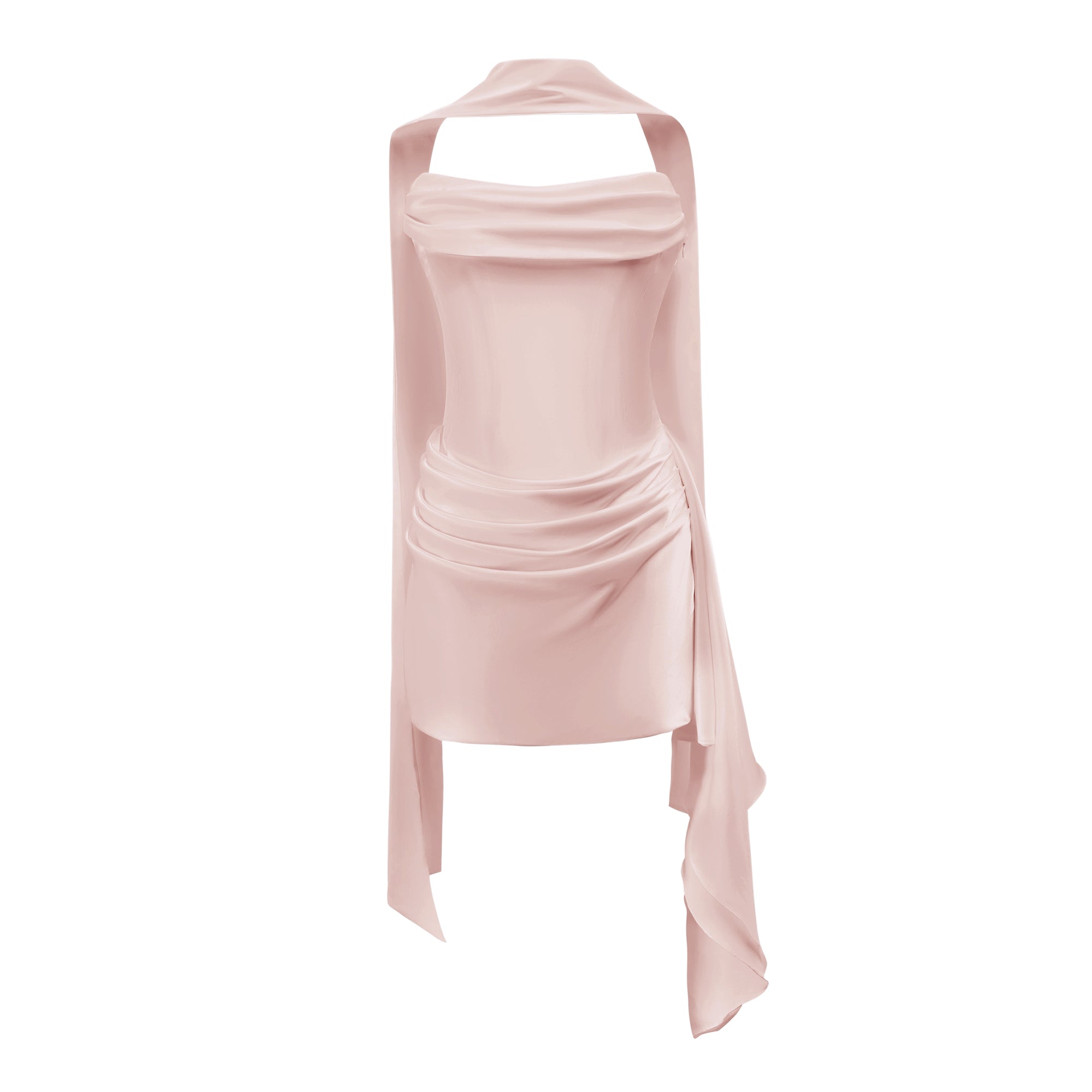 Zenina Pink Ruched Ribbon Detail Mini Dress