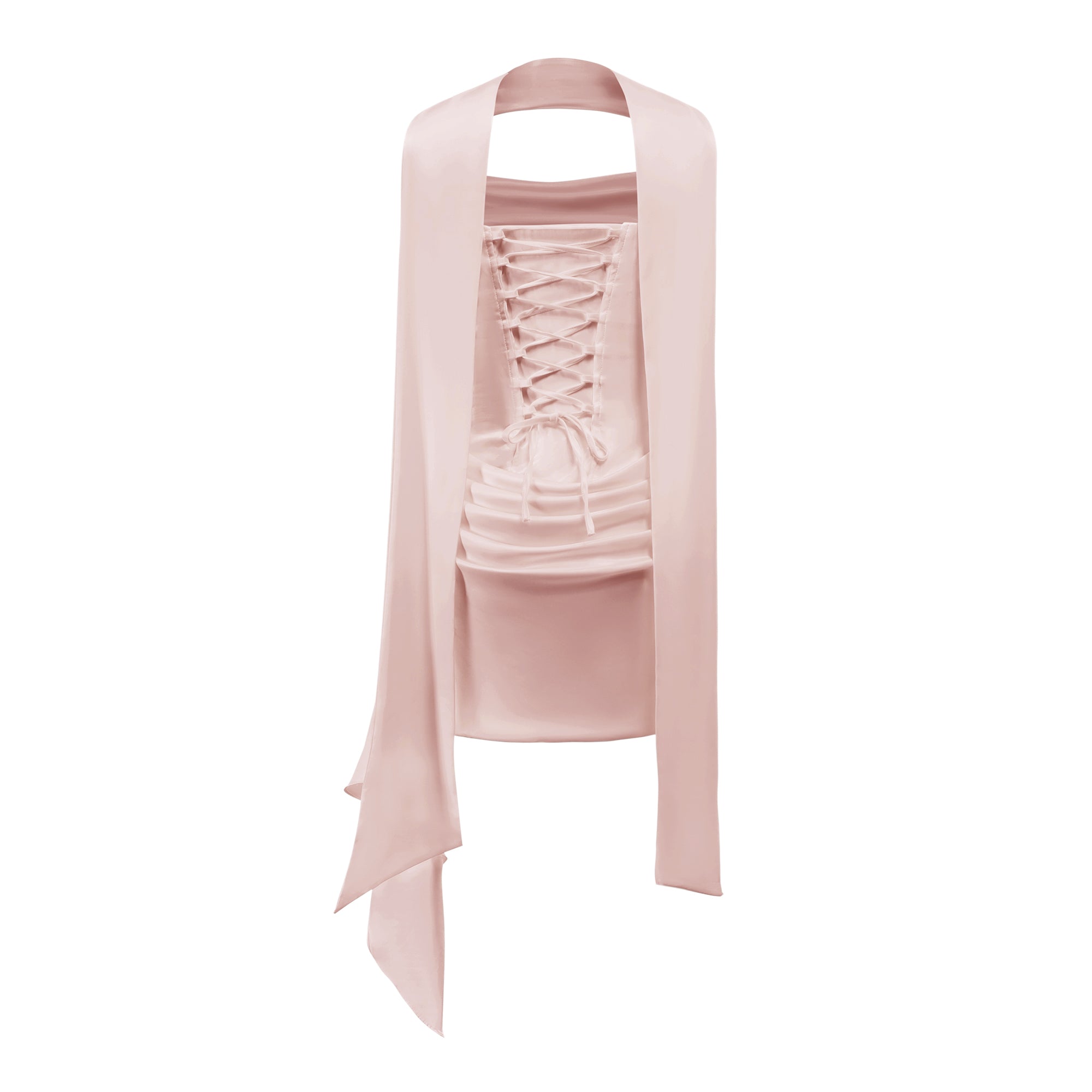 Zenina Pink Ruched Ribbon Detail Mini Dress