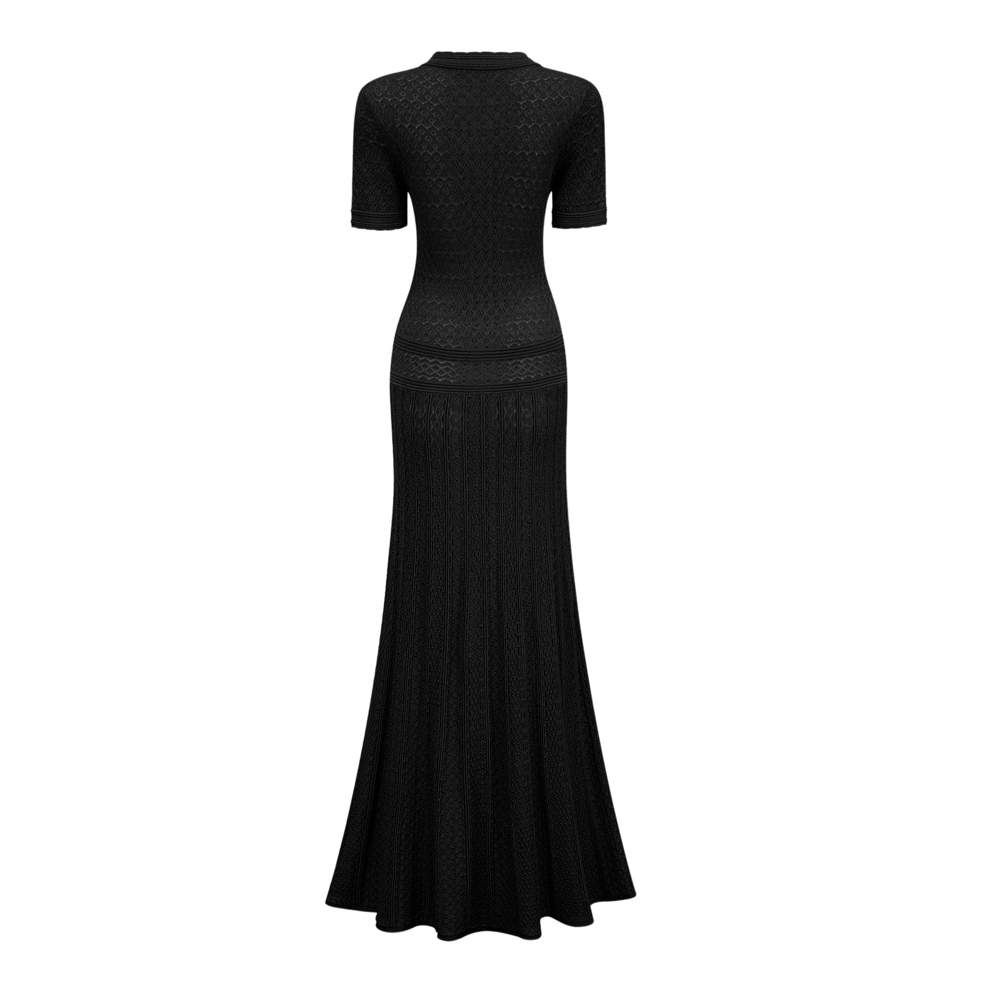 Siena green shirred crochet-knit maxi dress