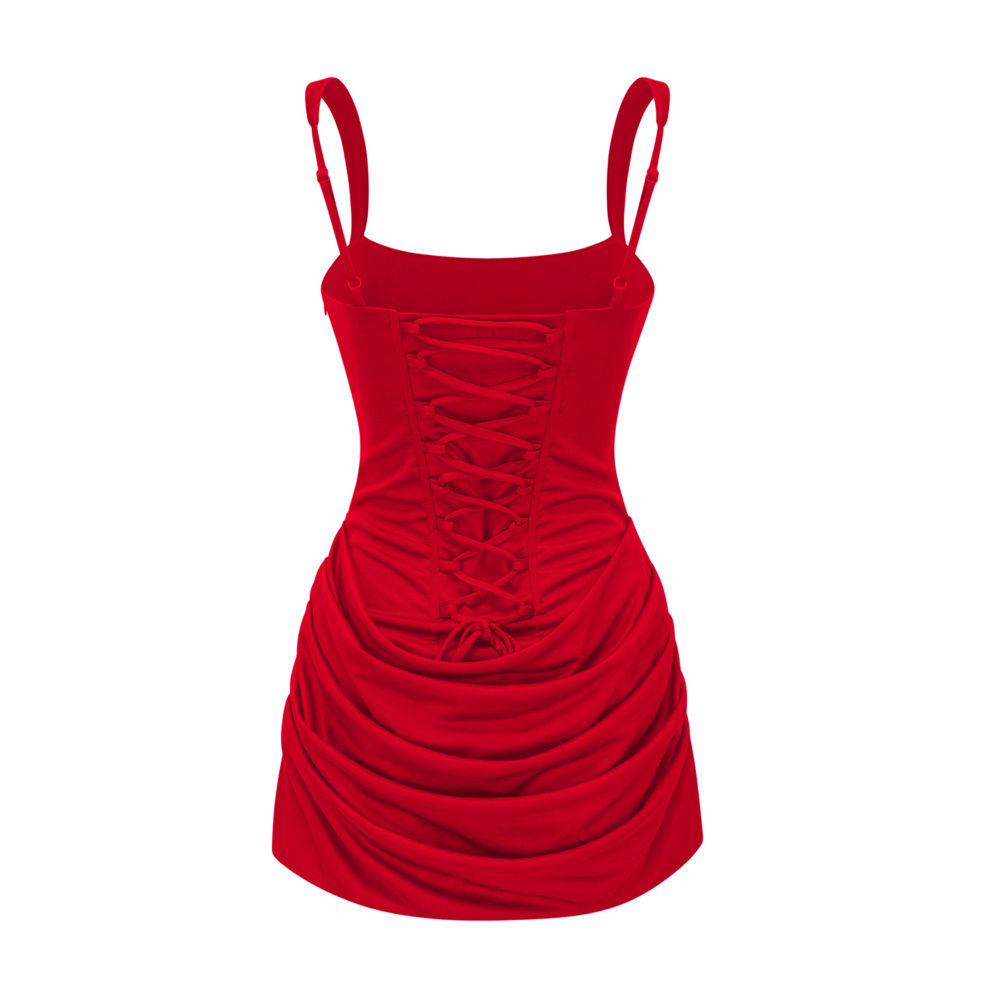 Red Ruched Bodycon Mini Dress