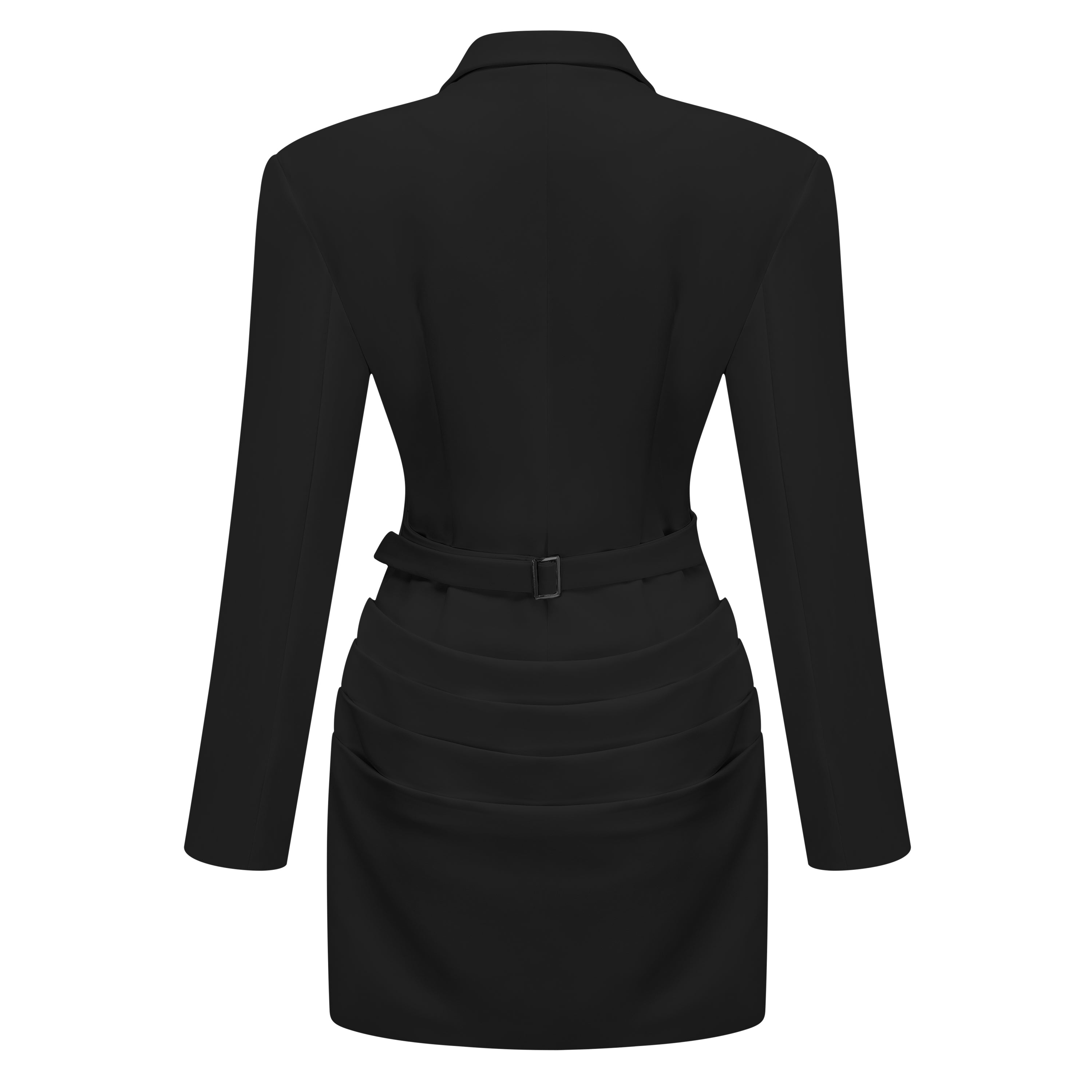 Rosette Black Ruched Blazer Mini Dress
