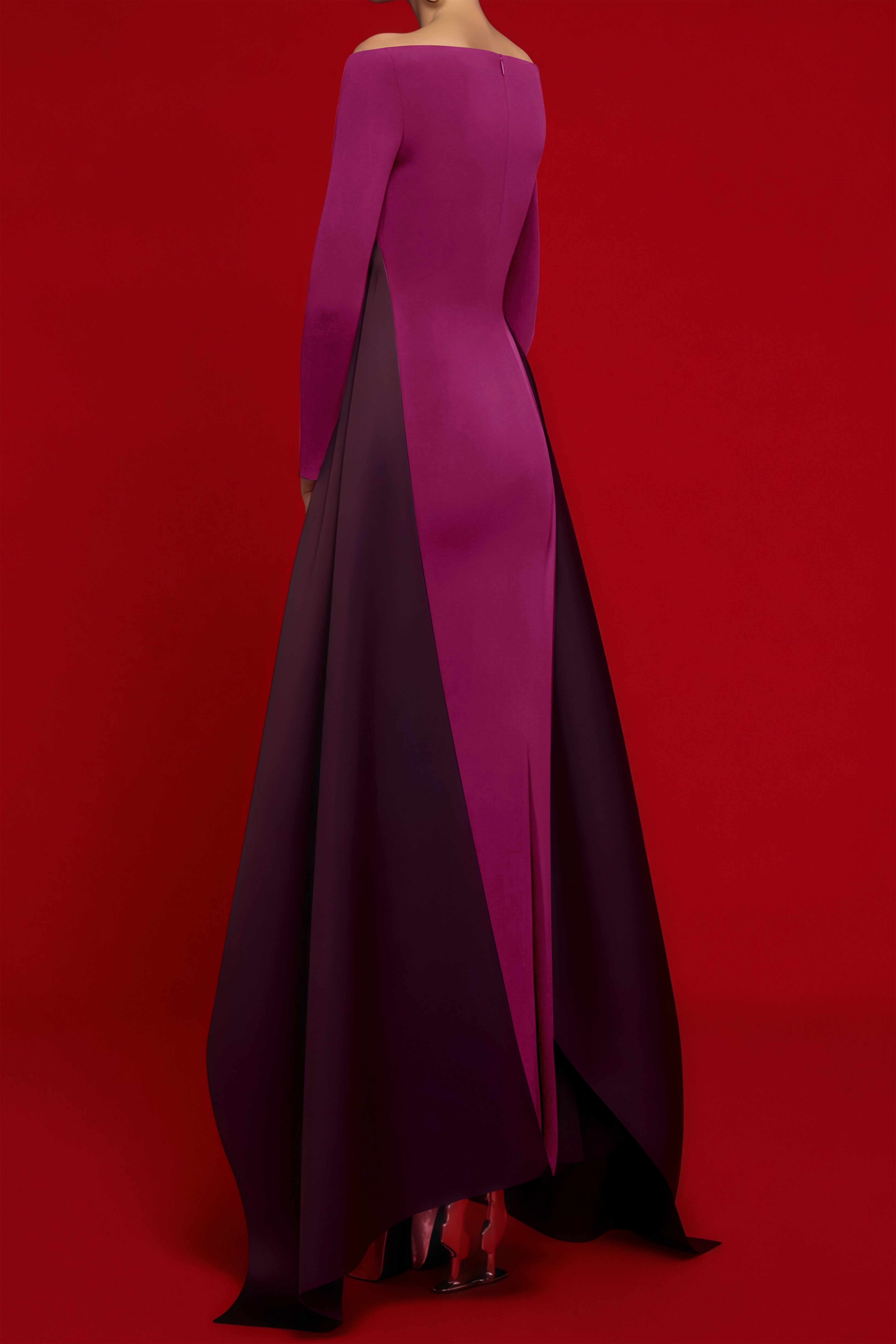 Ginevra Magentafarbenes Maxikleid mit drapiertem Stain Panel