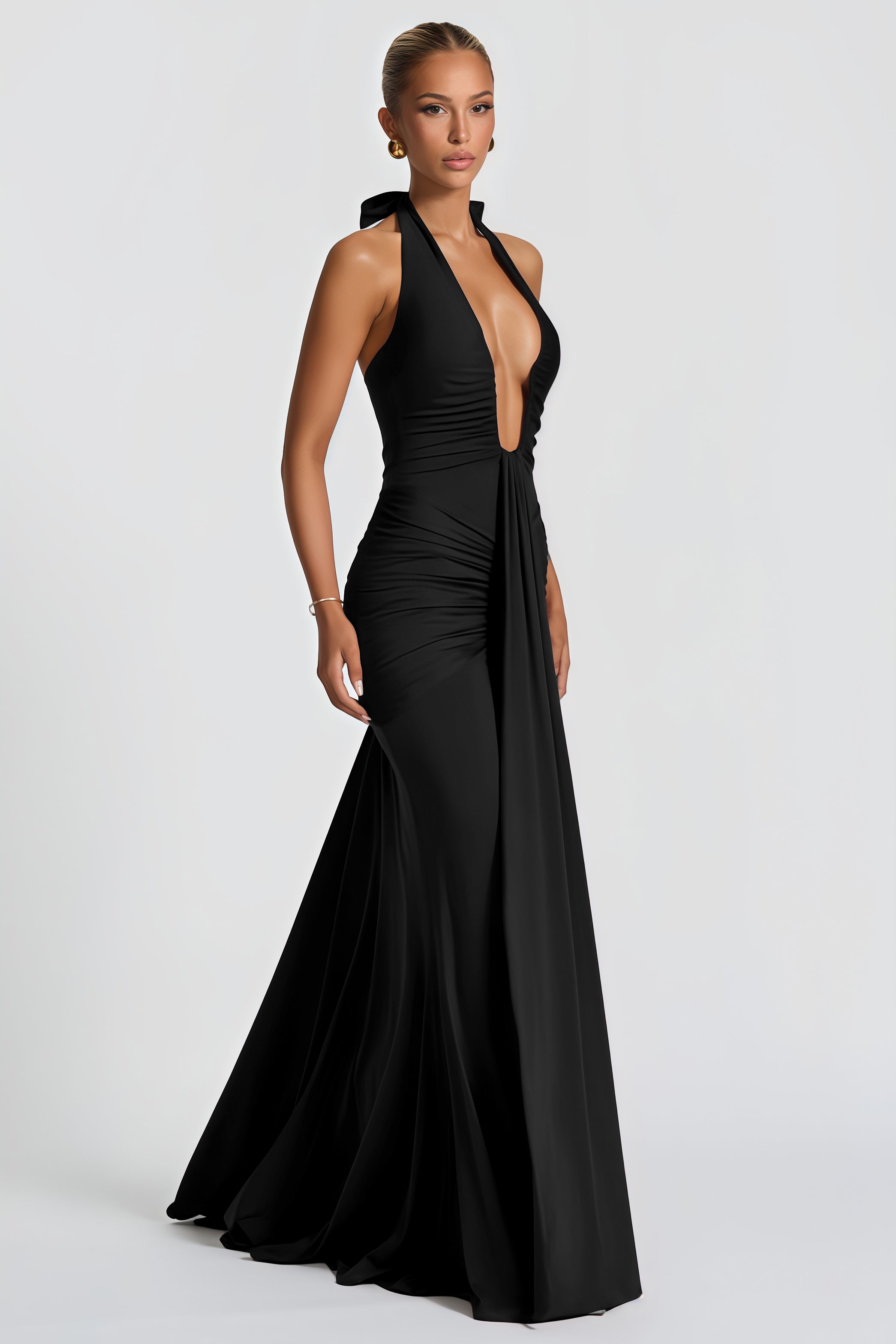 Aiglantine Halterneck Ruched Maxi Dress