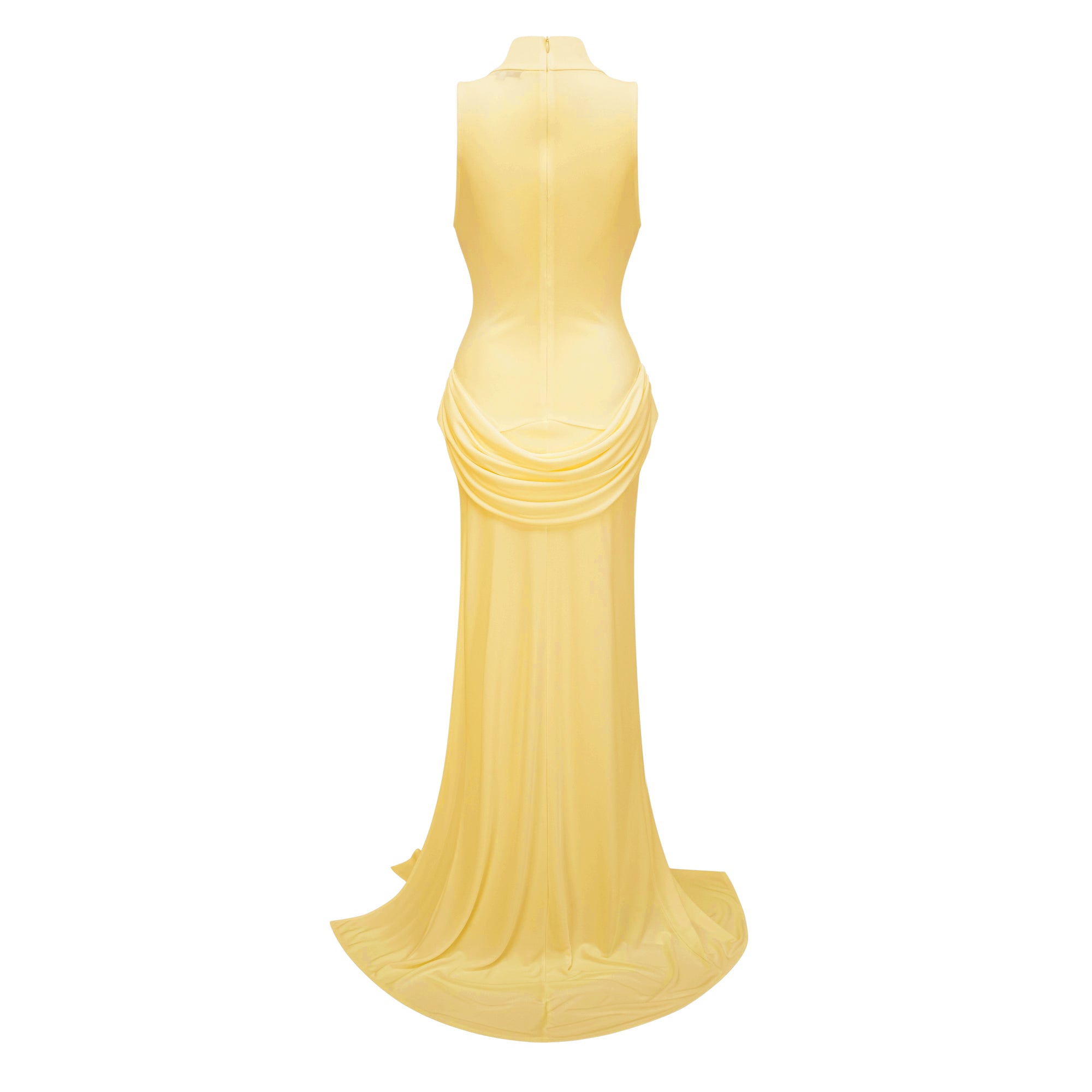 فستان ماكسي أبيض بياقة مدورة من Mystérieuse 