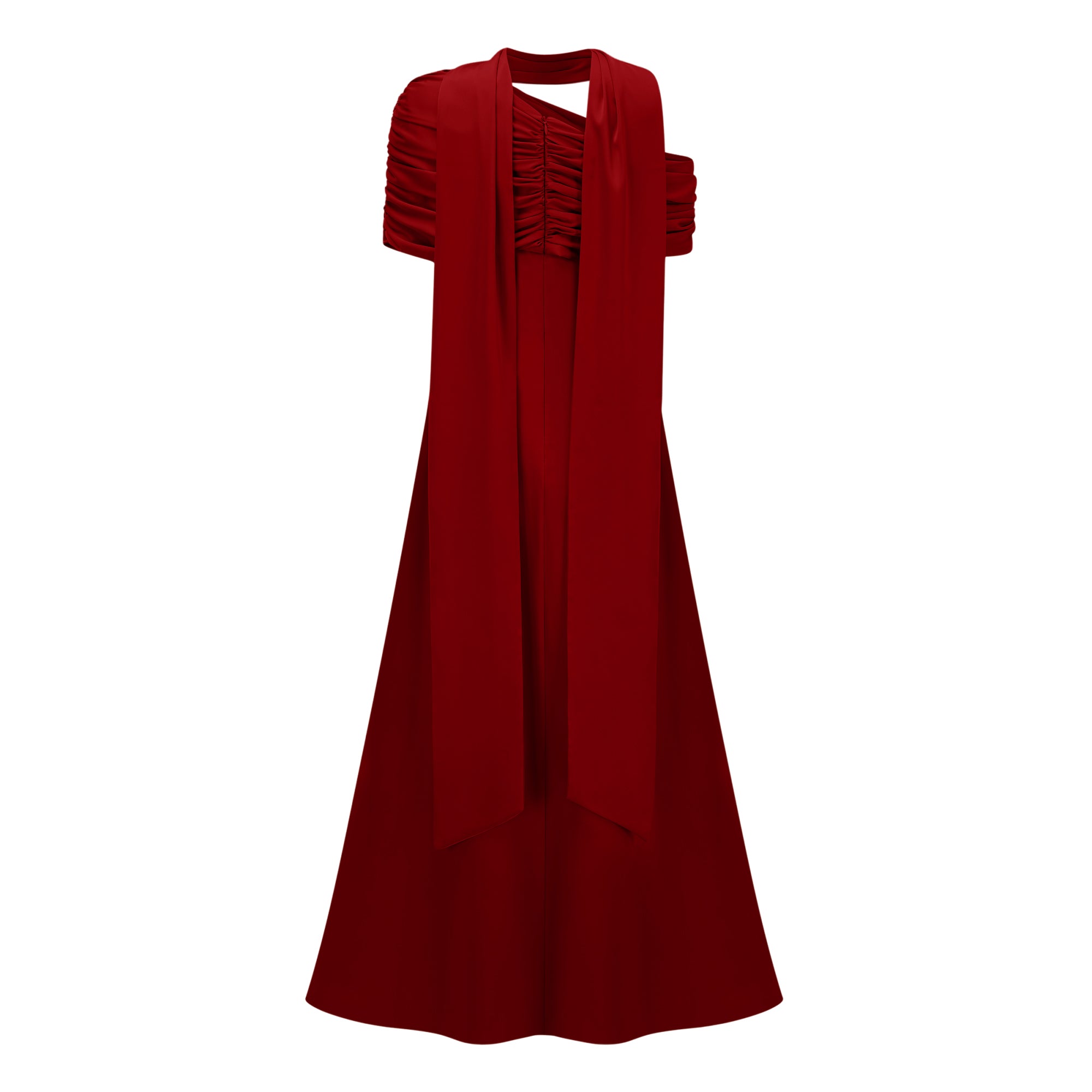 Benedetta Red One Shoulder Satin Maxi Dress