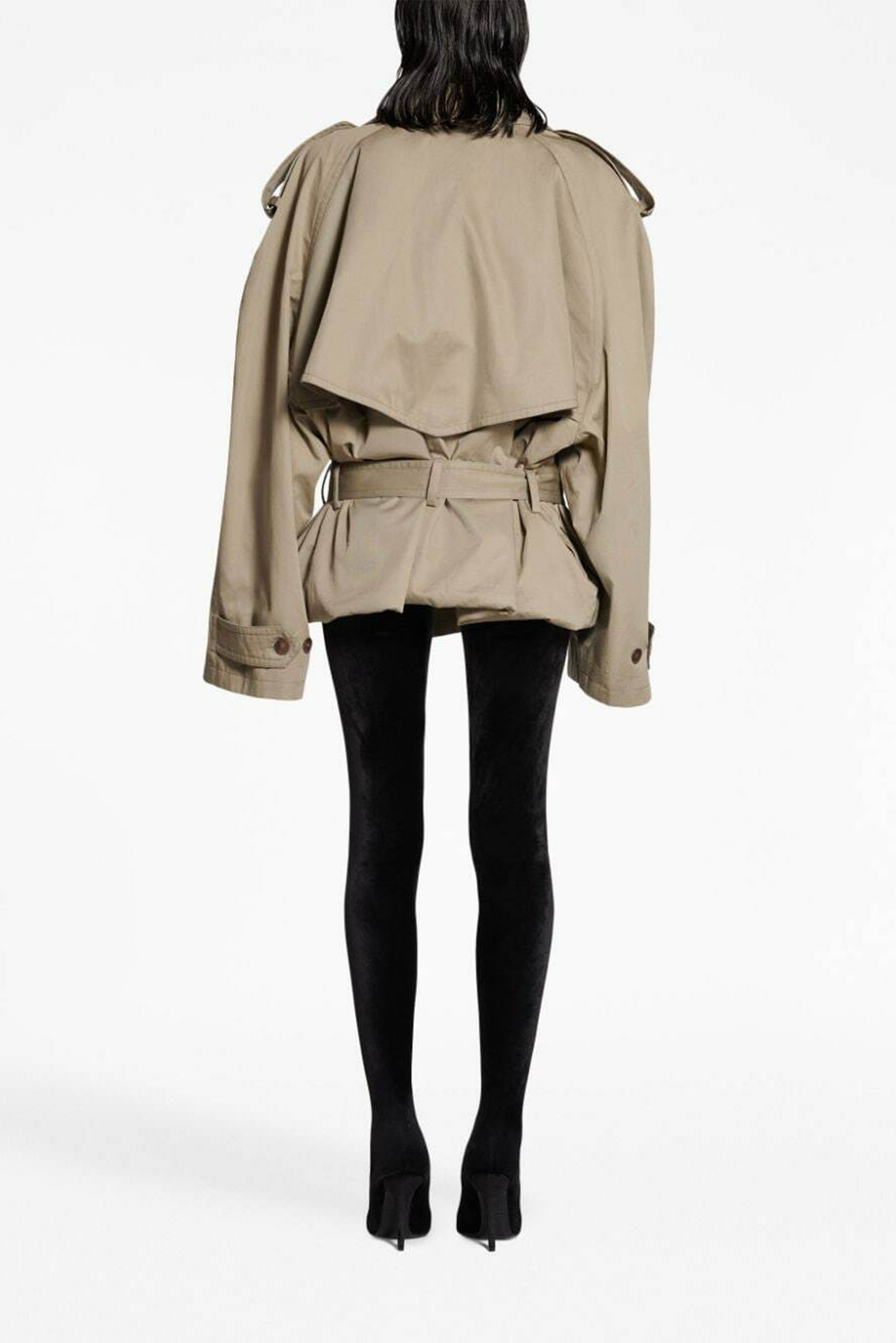 معطف ساندرا قصير محايد مزدوج الصدر بأزرار