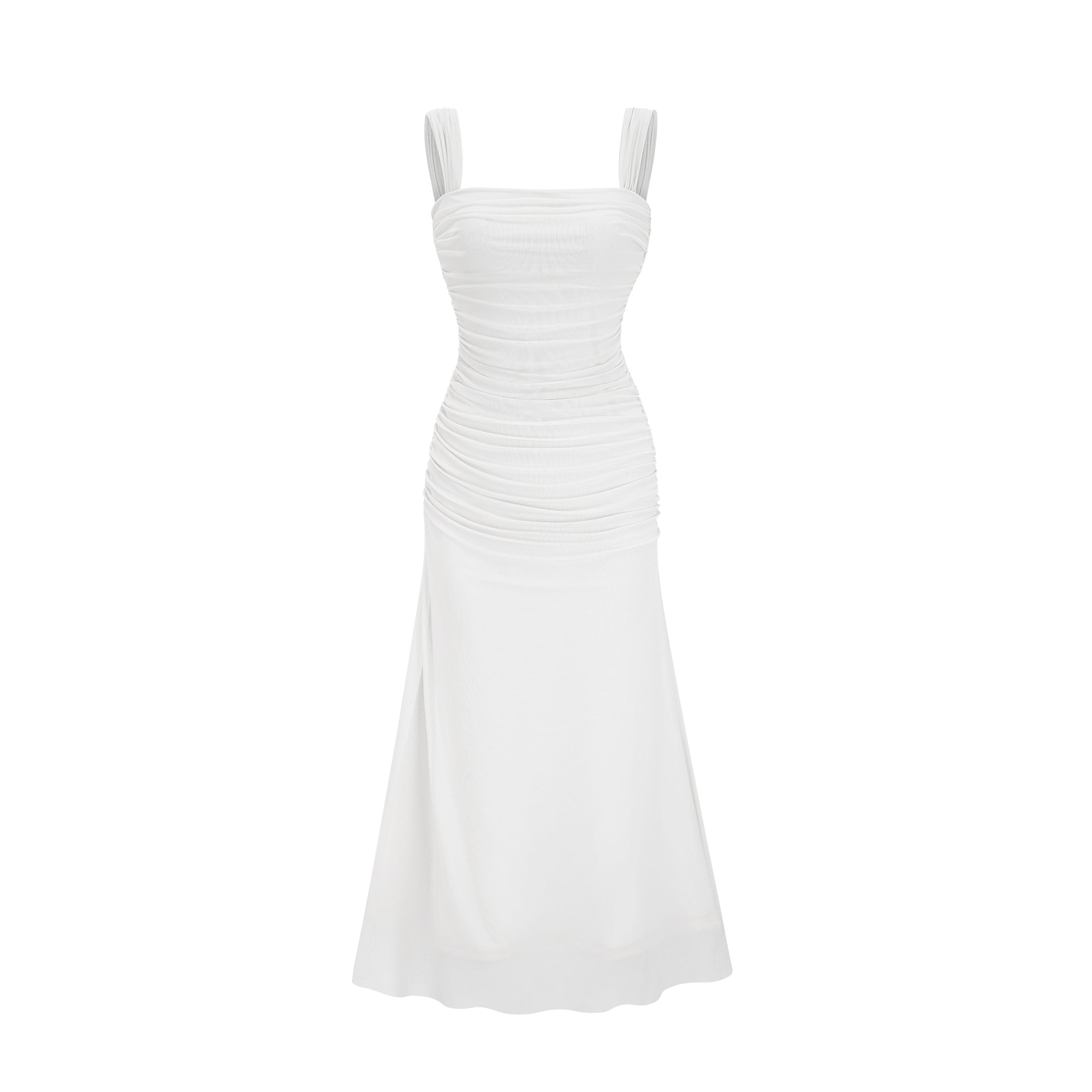 Giulia white mesh pleated midi dress