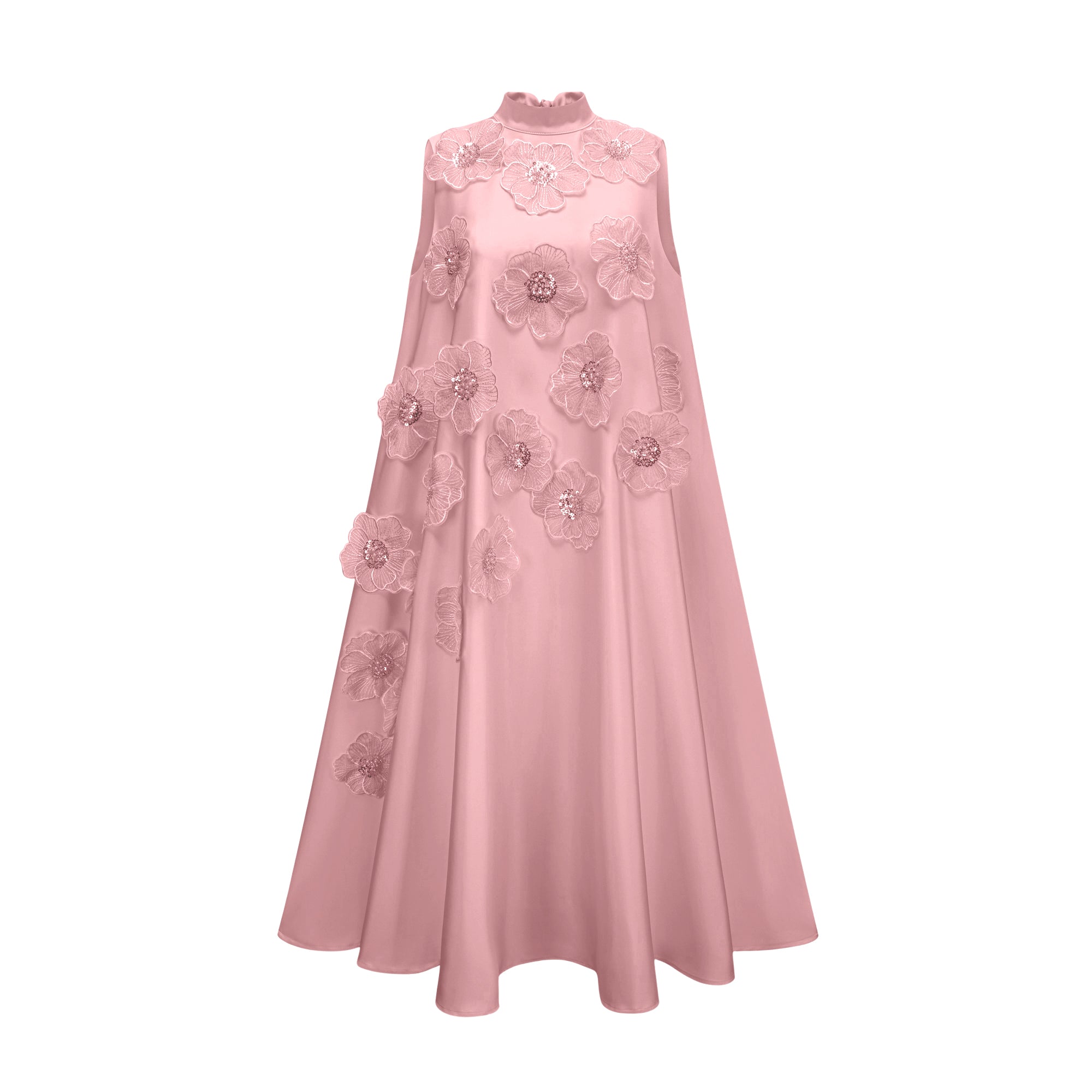 Ärmelloses Midikleid mit Blumenapplikationen von Émilie in Rosa