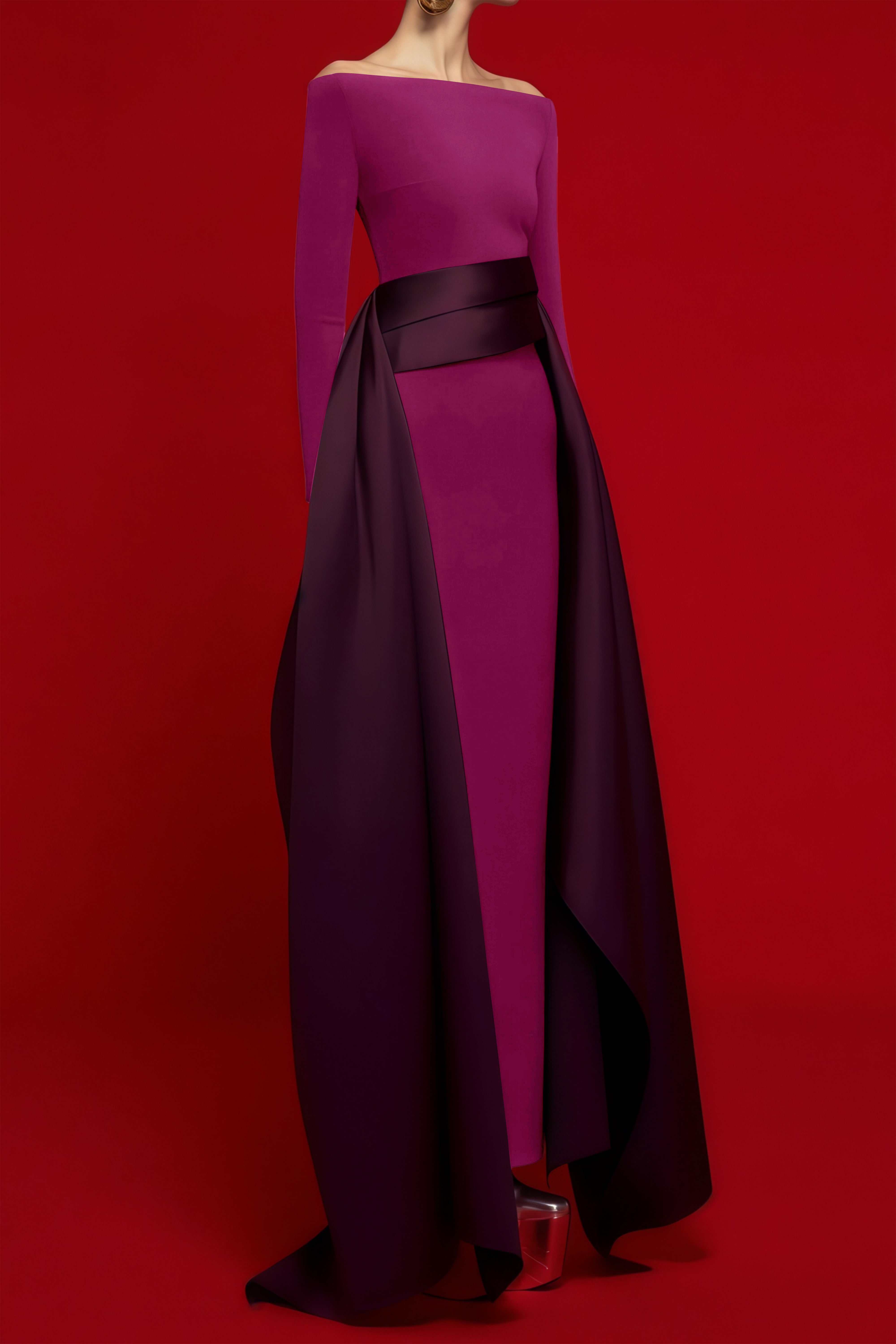 Ginevra Magentafarbenes Maxikleid mit drapiertem Stain Panel