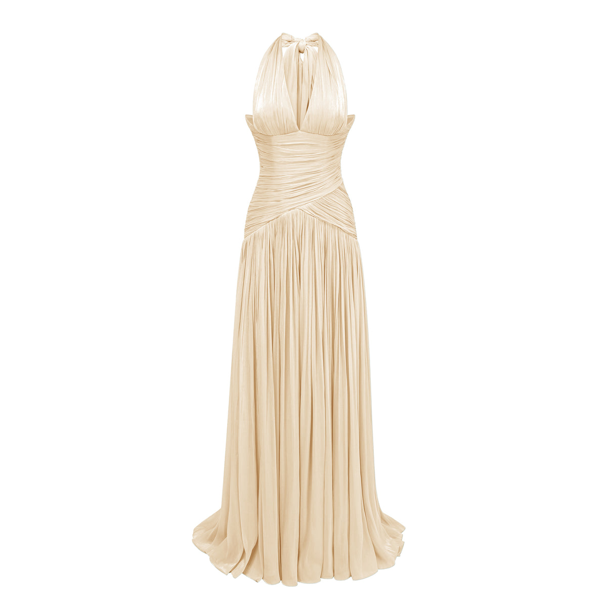 Uranie Neutral Gathered Maxi Dress, XS / Neutrals