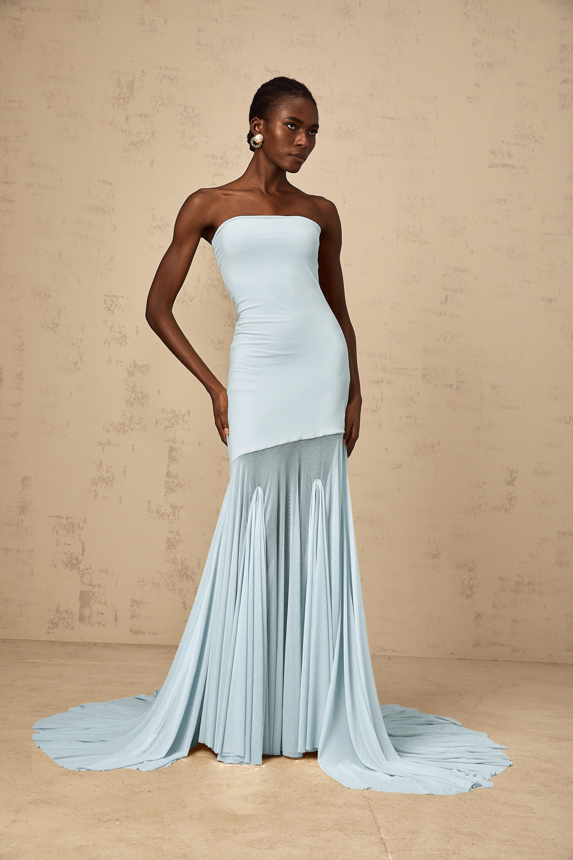 ワンピース Sheer Shiny Gather Tiered Dress Sheer Shiny Gather Tiered Dress - MISTREASS