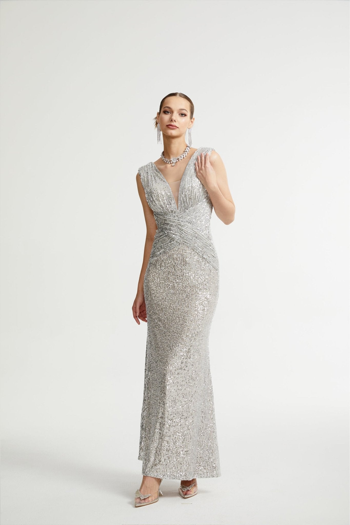 Caelia silver embellished maxi dress (US Only)